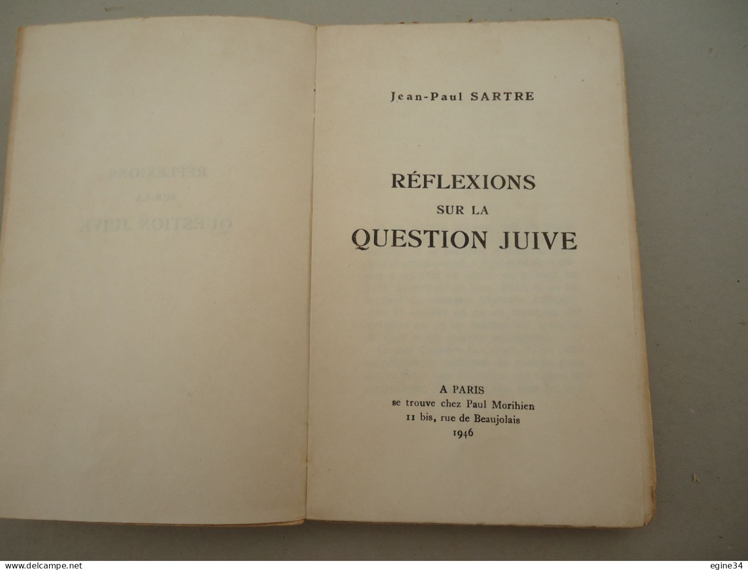Paul Morihien- Jean-Paul Sartre - Réflexions Sur La Question Juive - 15 Novembre 1946 - - Sociologie
