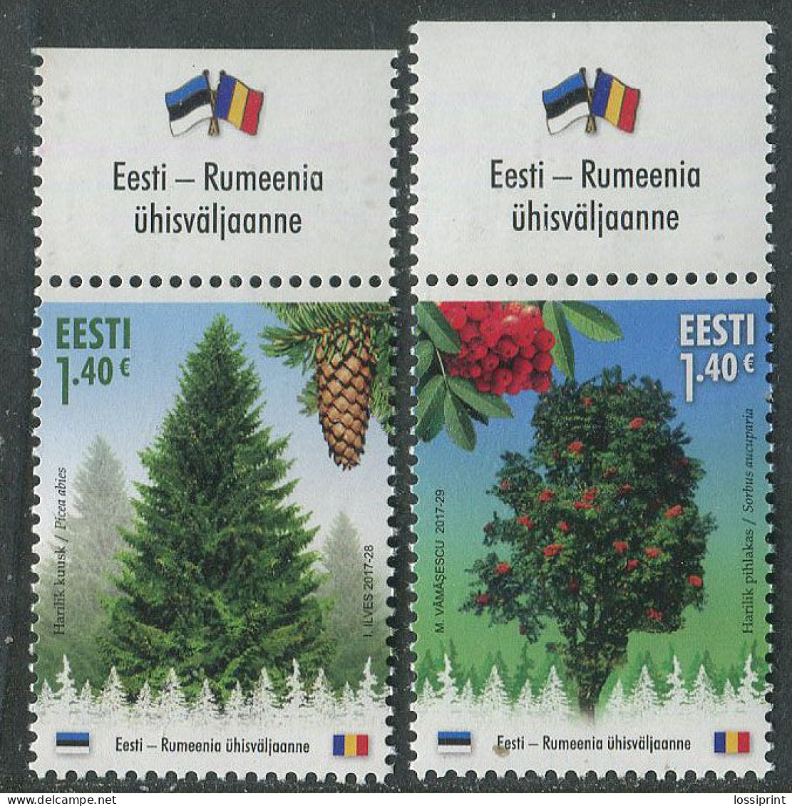 Estonia:Unused Stamps Trees, Joint Issue With Romania, 2017, MNH - Estonie