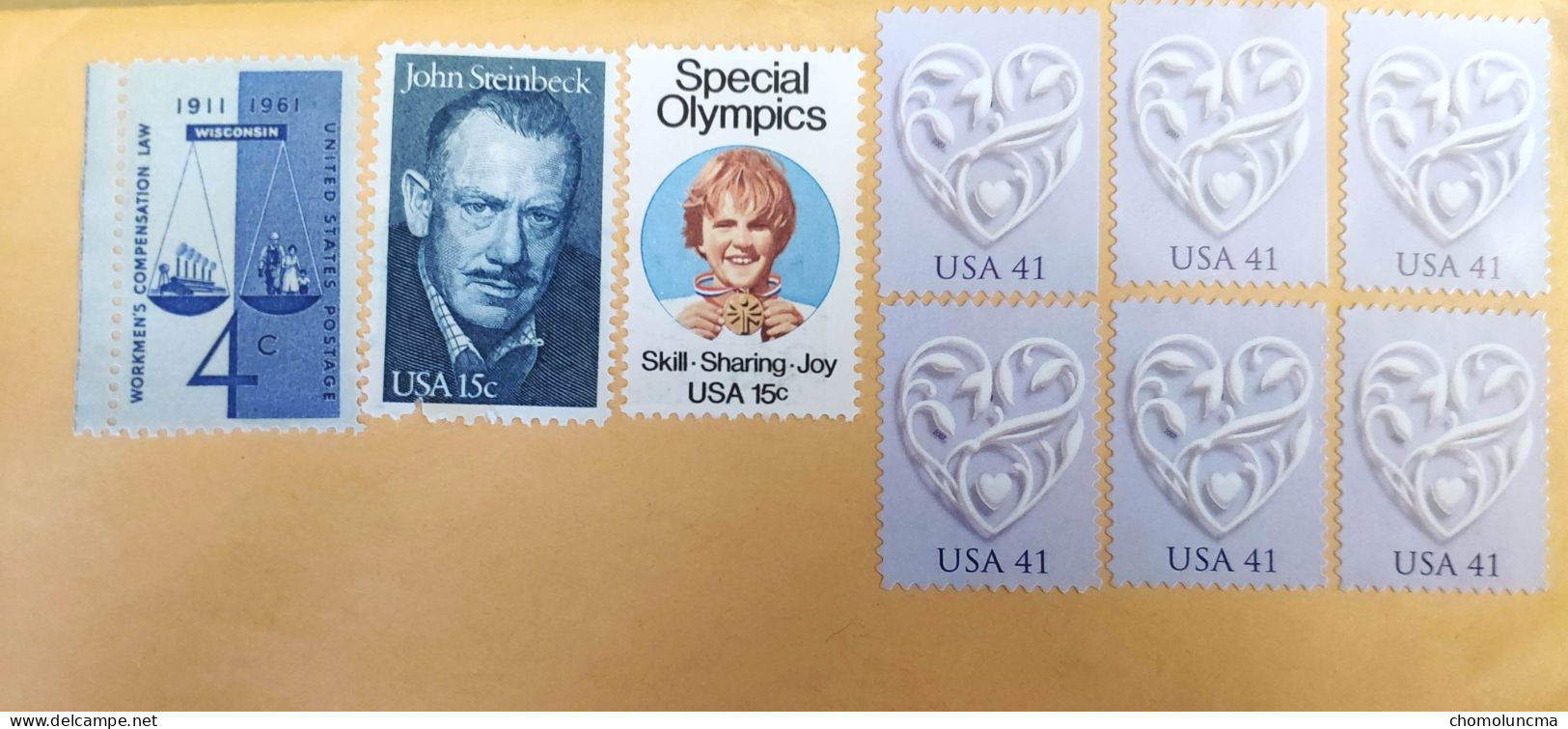 Cover USA To France Heart Silver Charms And Old-fashioned Garden Gate Coeur J. Steinbeck Olympics Skill Sharing Joy Law - Lettres & Documents