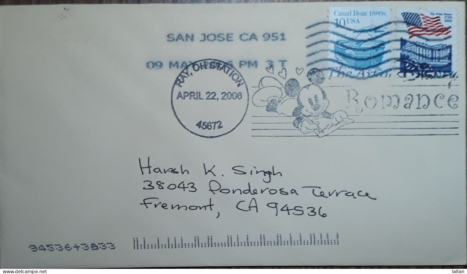 Mickymouse Comic Characters In US Pictorial Postmark On Genuinely Used Domestic Cover, 2006, LPS4 - Covers & Documents