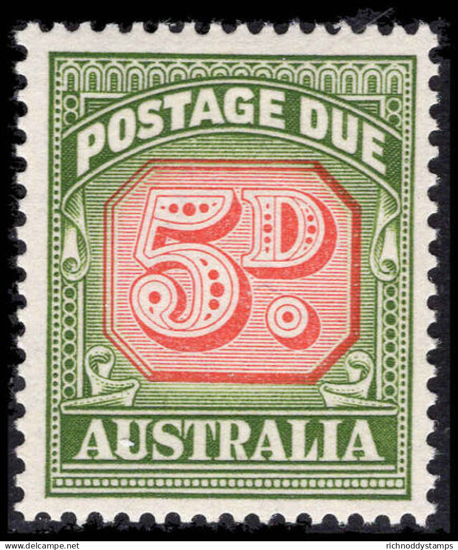 Australia 1958-60 5d Carmine And Deep Green Postage Due Die II No Wmk Unmounted Mint. - Postage Due