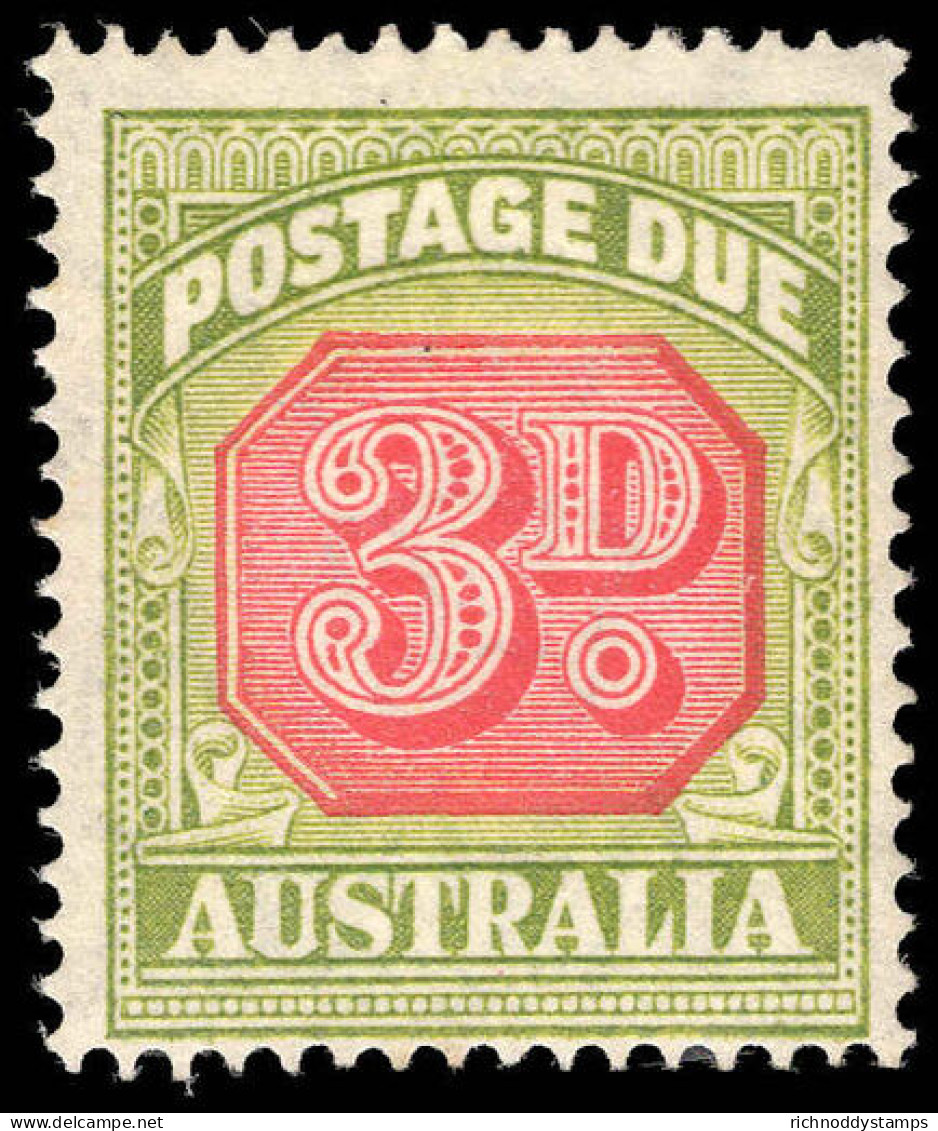 Australia 1938 3d Postage Due Type B Wmk CofA Lightly Mounted Mint. - Impuestos