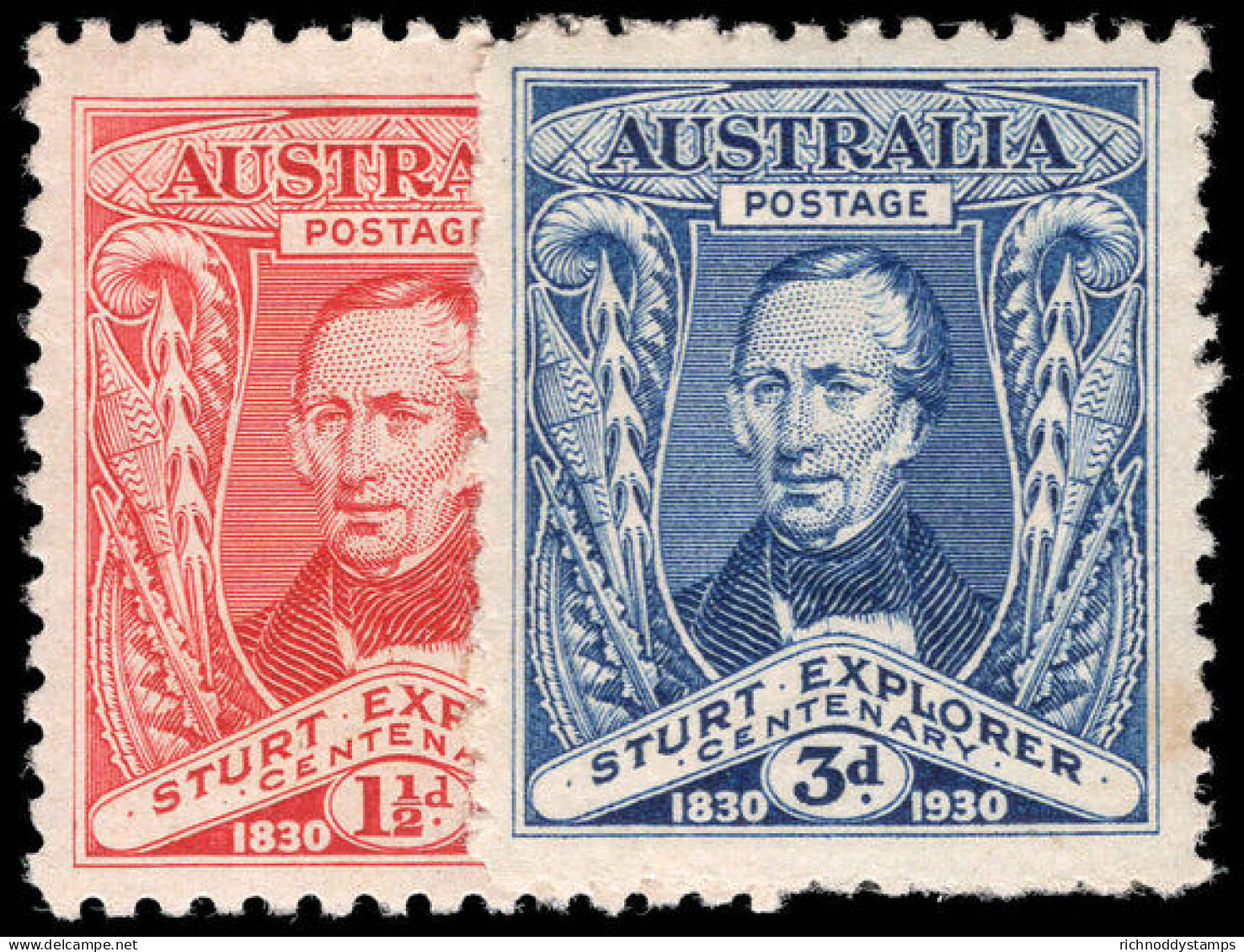 Australia 1930 Centenary Of Sturt's Exploration Of River Murray Lightly Mounted Mint. - Ongebruikt
