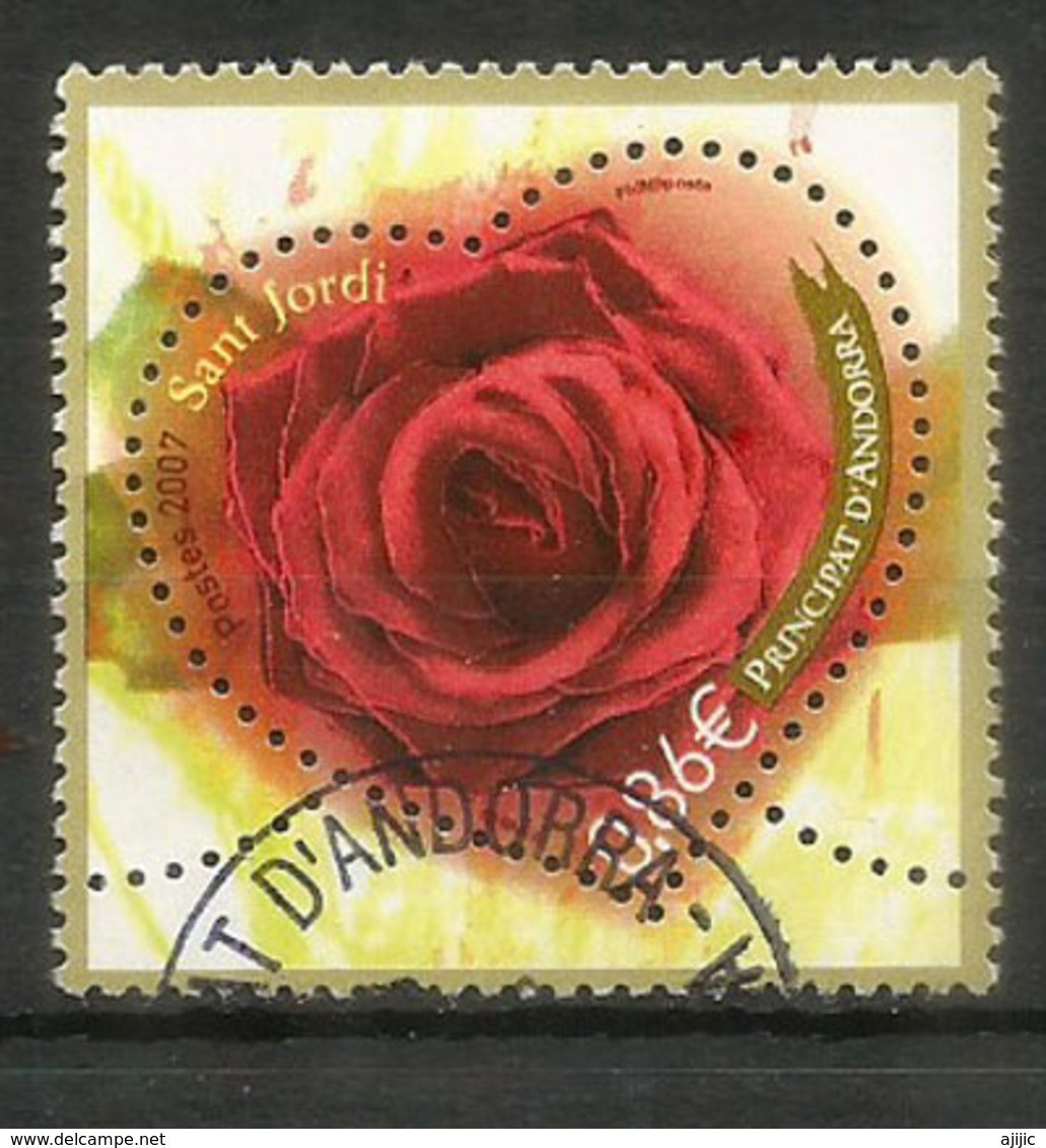 Fête De La Saint George (Sant Jordi – Patron Saint Of Catalonia) Rose Rouge Dans Un Coeur, Oblitéré, 1 ère Qualité - Used Stamps