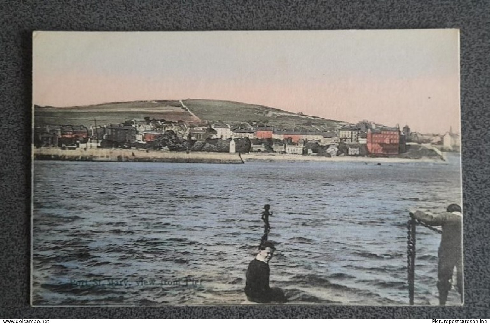 PORT ST MARY VIEW FROM PIER OLD COLOUR POSTCARD ISLE OF MAN - Insel Man