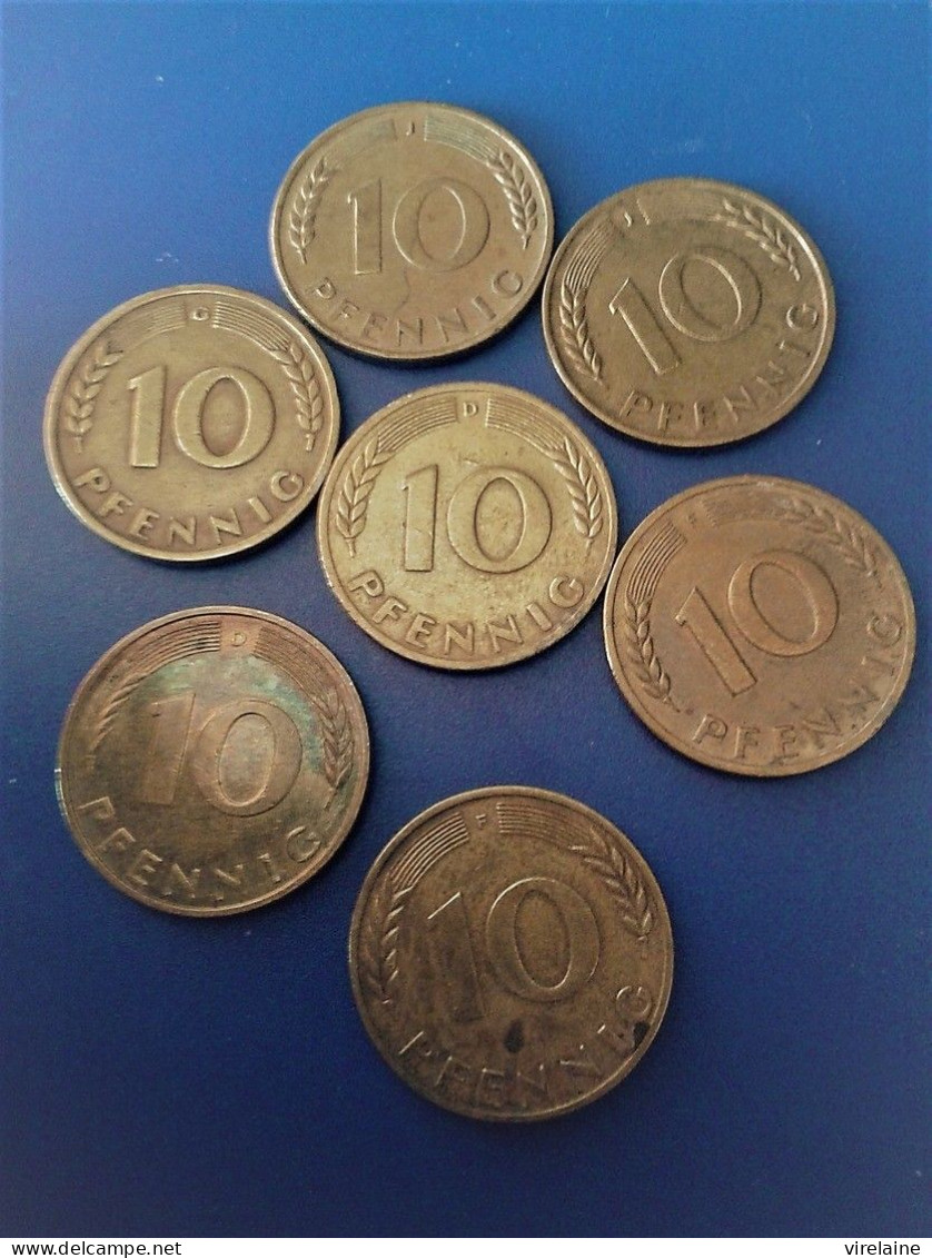 ALLEMAGNE  LOT DE 7 PIECES DE 10 PFENNIG    N 216D - 10 Pfennig