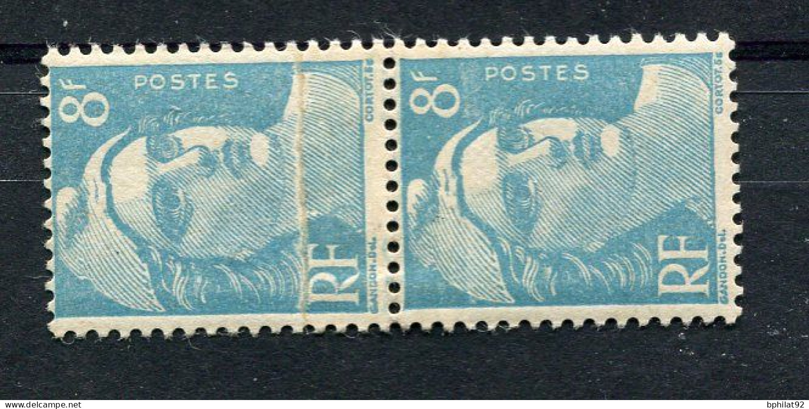 !!! PAIRE DU 8F MARIANNE DE GANDON N°810c IMPRESSION SUR RACCORD NEUVE ** - Unused Stamps