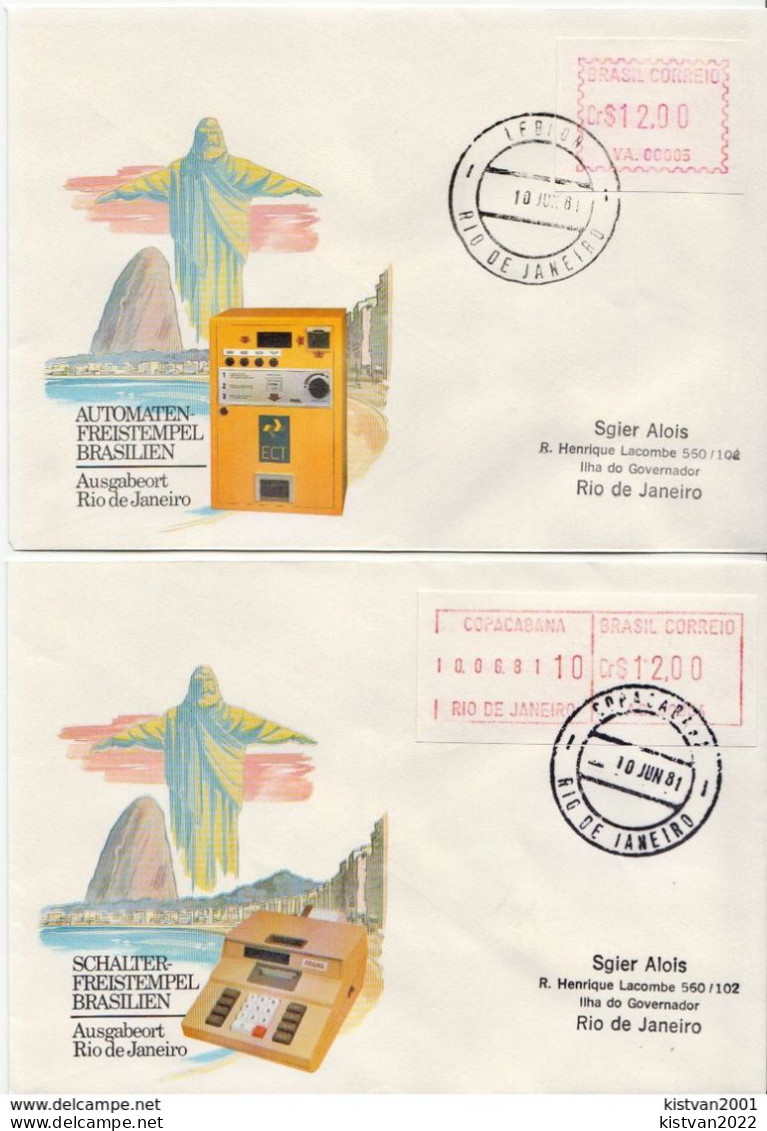 Postal History Cover: Brazil 4 Covers With Automat Stamp From 1981-82 - Automatenmarken (Frama)