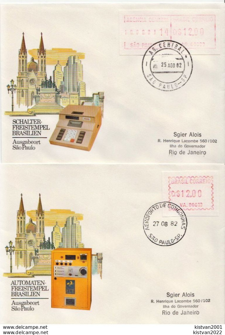 Postal History Cover: Brazil 4 Covers With Automat Stamp From 1981-82 - Franking Labels