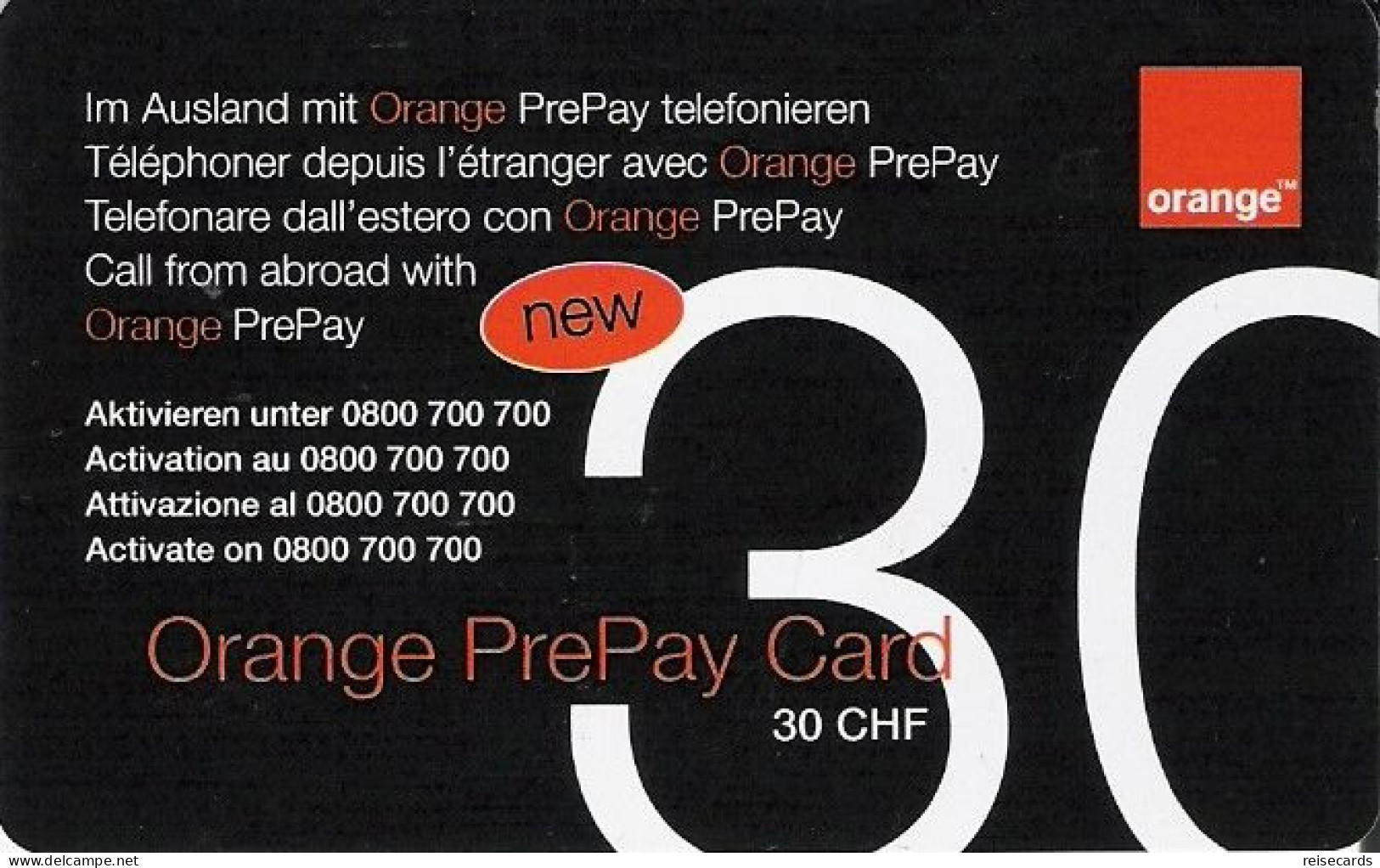 Switzerland: Orange PrePay Card - Suisse