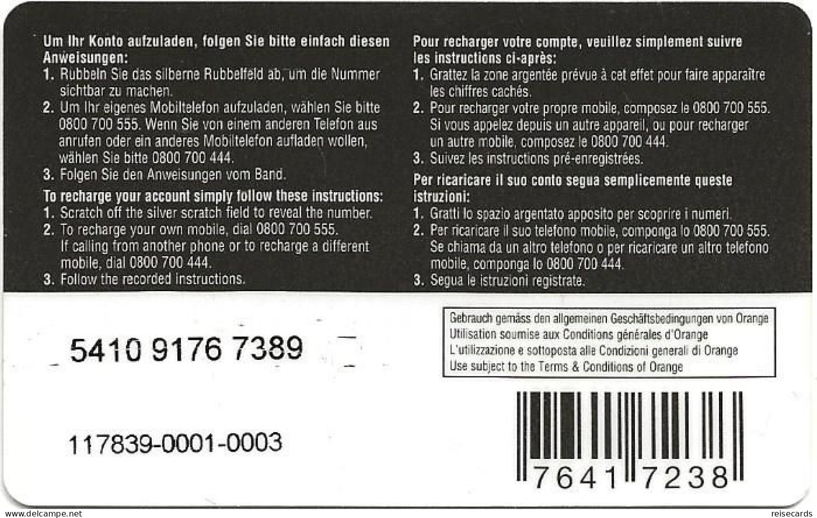 Switzerland: Orange PrePay Card - Suisse