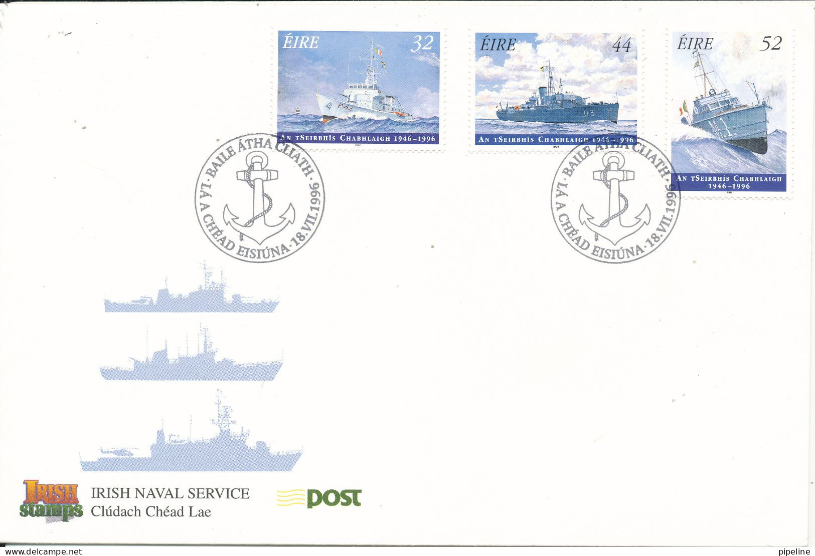 Ireland FDC 18-7-1996 Irish Naval Service Complete Set Of 3 With Cachet - FDC
