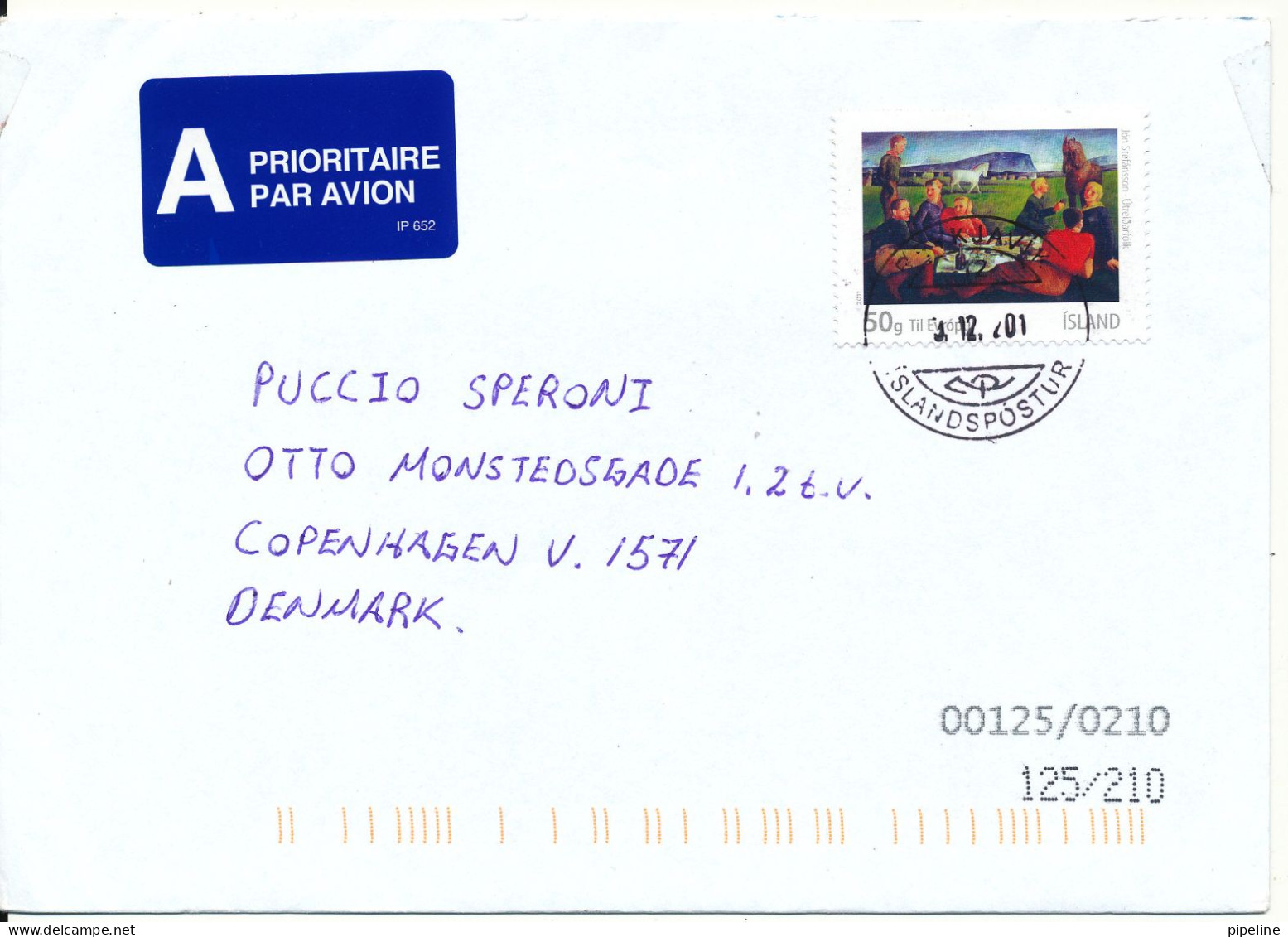 Iceland Cover Sent To Denmark 3-12-2012 Single Franked - Cartas & Documentos