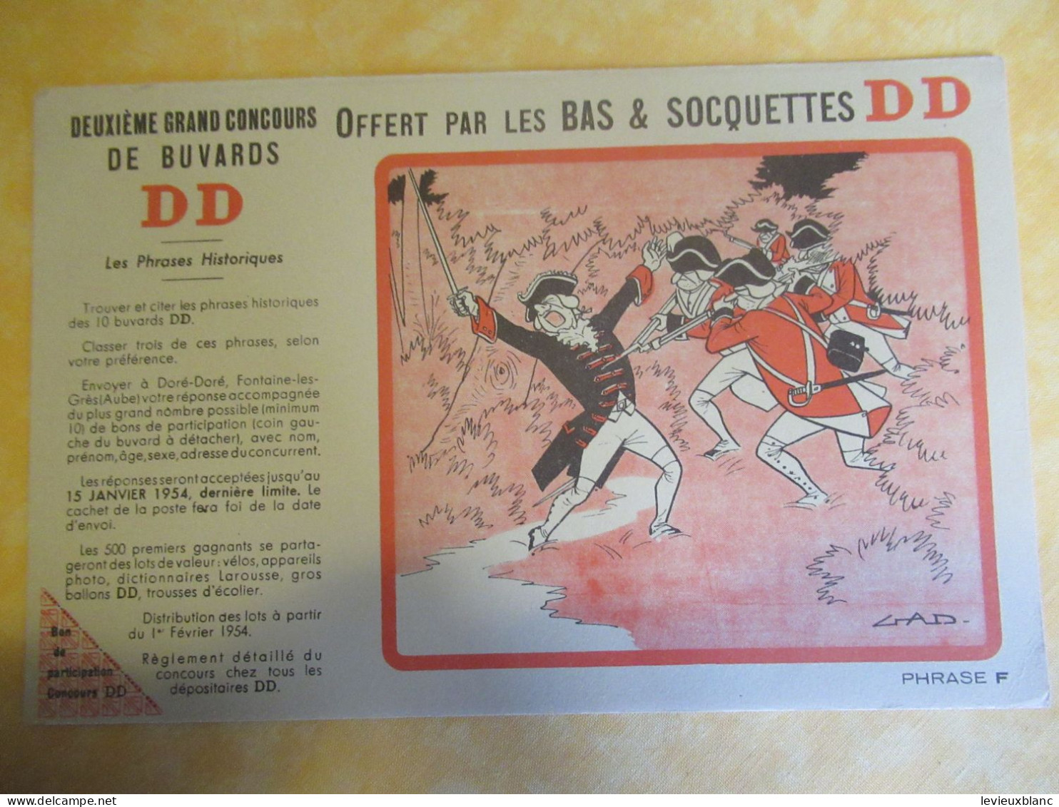7 Buvards Anciens /Vêtement/"BAS Et SOCQUETTES DD "/Grand Concours  Phrases Historiques/ SURESNES/janvier 1954   BUV729 - Vestiario & Tessile