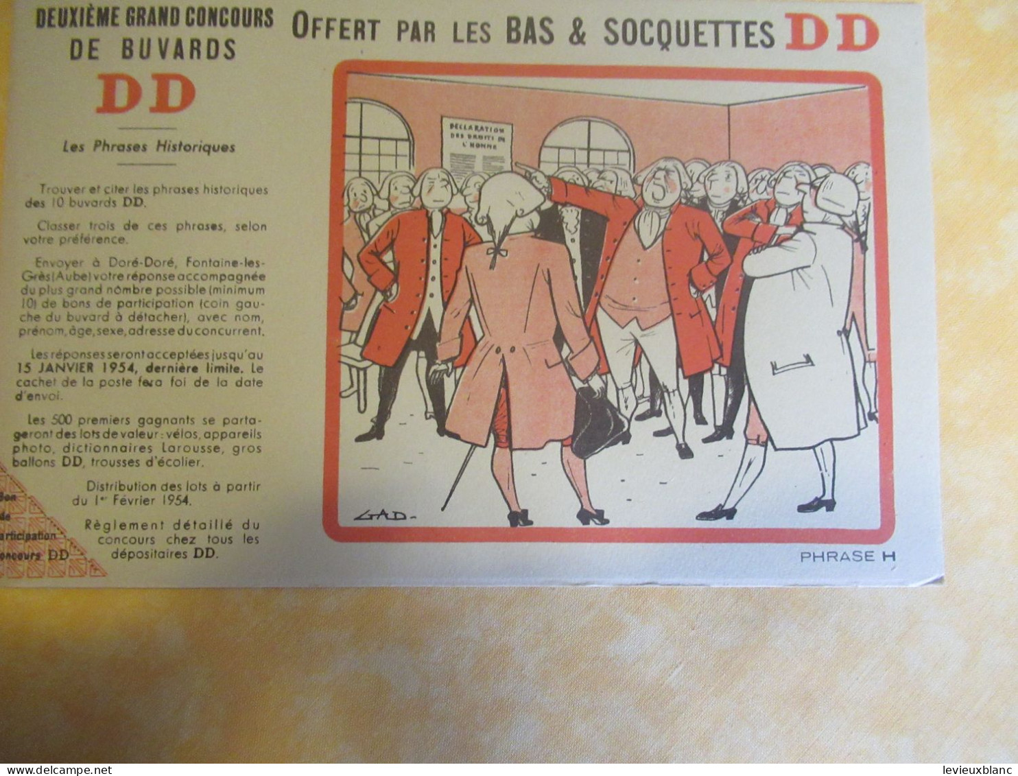 7 Buvards anciens /Vêtement/"BAS et SOCQUETTES DD "/Grand concours  Phrases Historiques/ SURESNES/janvier 1954   BUV729