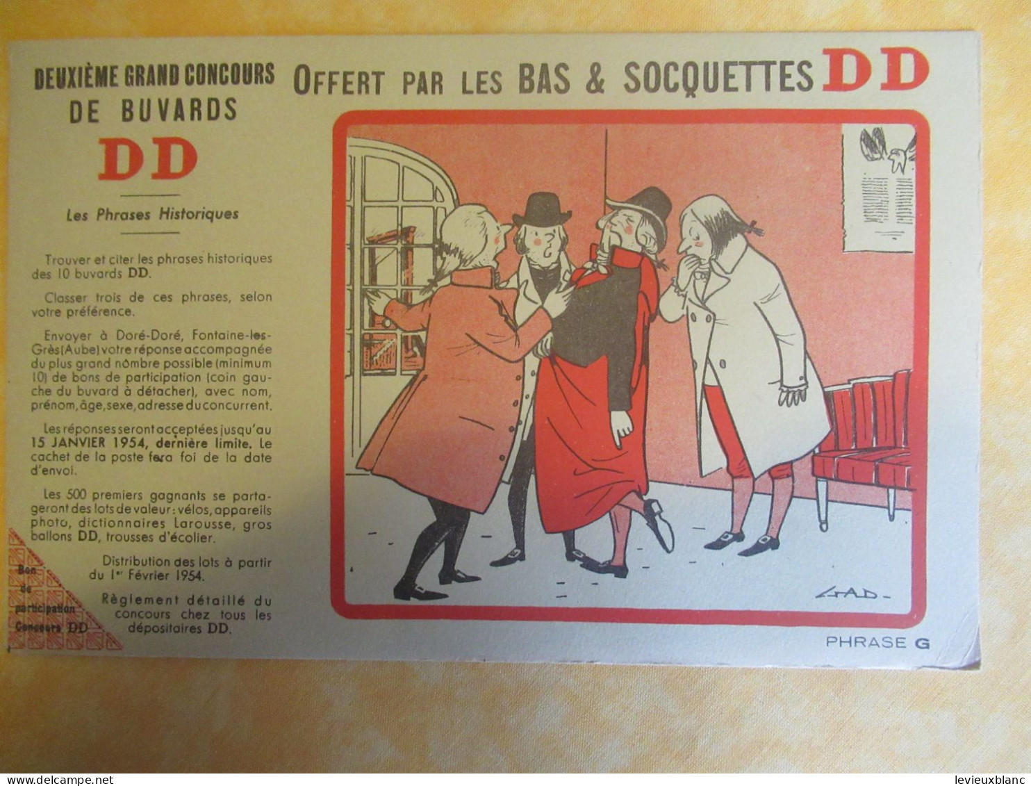 7 Buvards anciens /Vêtement/"BAS et SOCQUETTES DD "/Grand concours  Phrases Historiques/ SURESNES/janvier 1954   BUV729