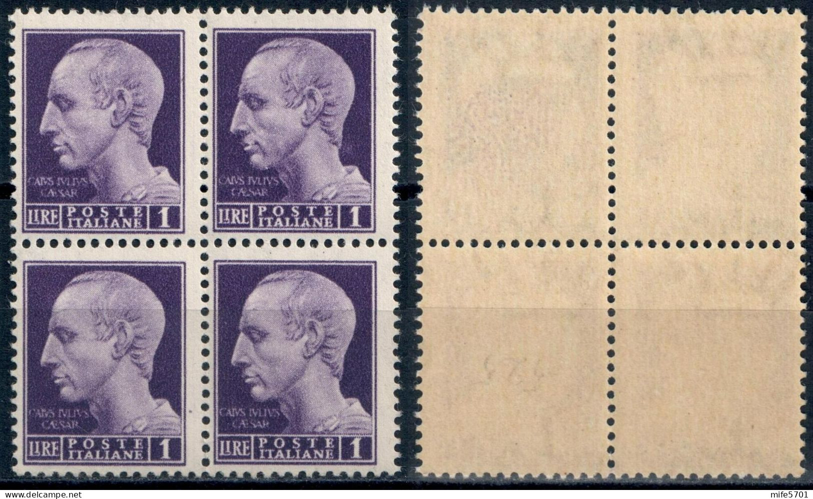 LUOGOTENENZA 1945 QUARTINA L. 1 EMISSIONE DI ROMA SENZA FASCI FILIGRANA CORONA - NUOVI MNH ** SASSONE 519 - Neufs