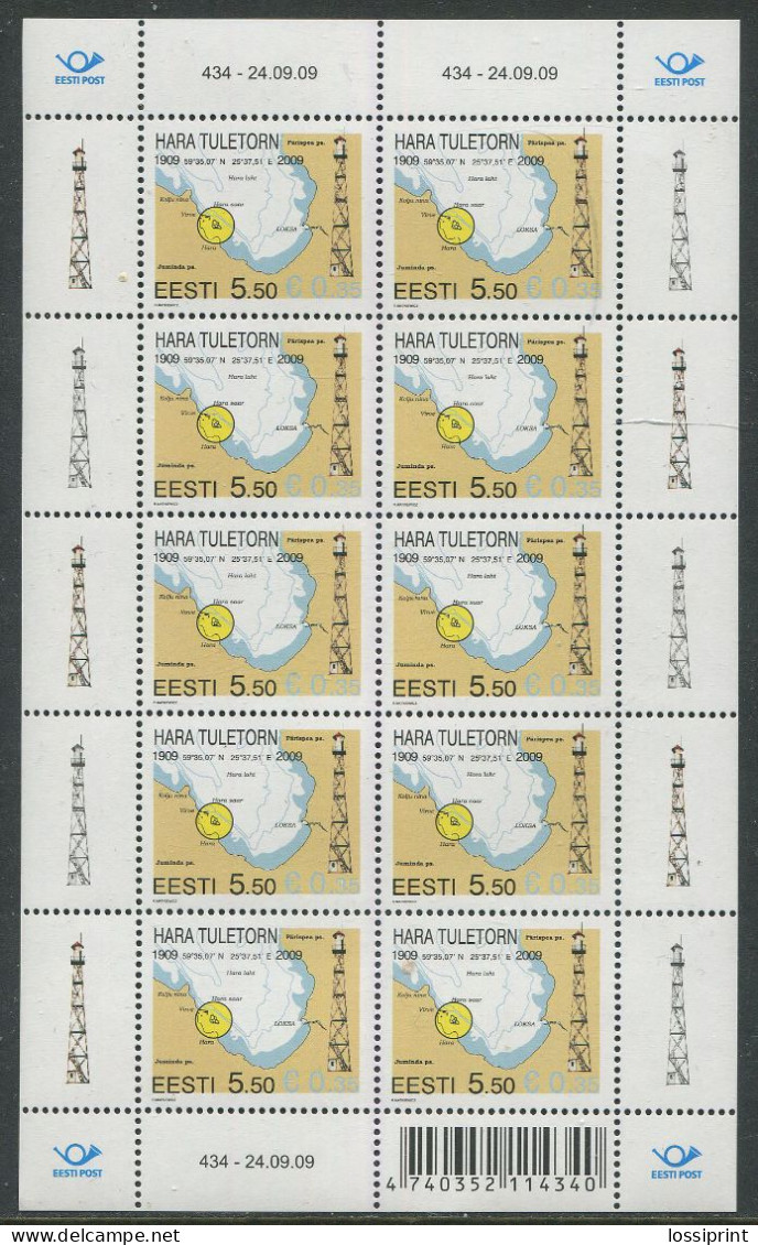 Estonia:Unused Sheet Hara Lighthouse, 2009, MNH - Estonie