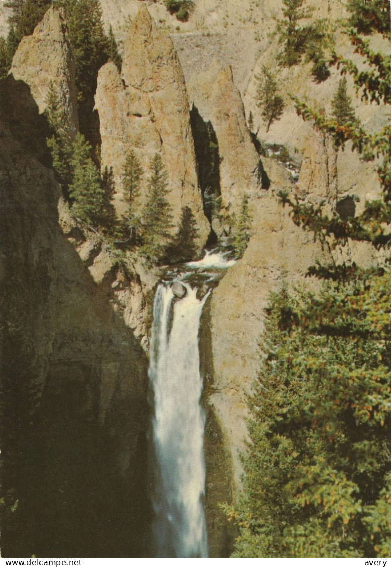 Tower Fall In Yellowstone National Park, Wyoming Graceful Tower Fall Is Surrounded By A Group Of Pillars - Yellowstone