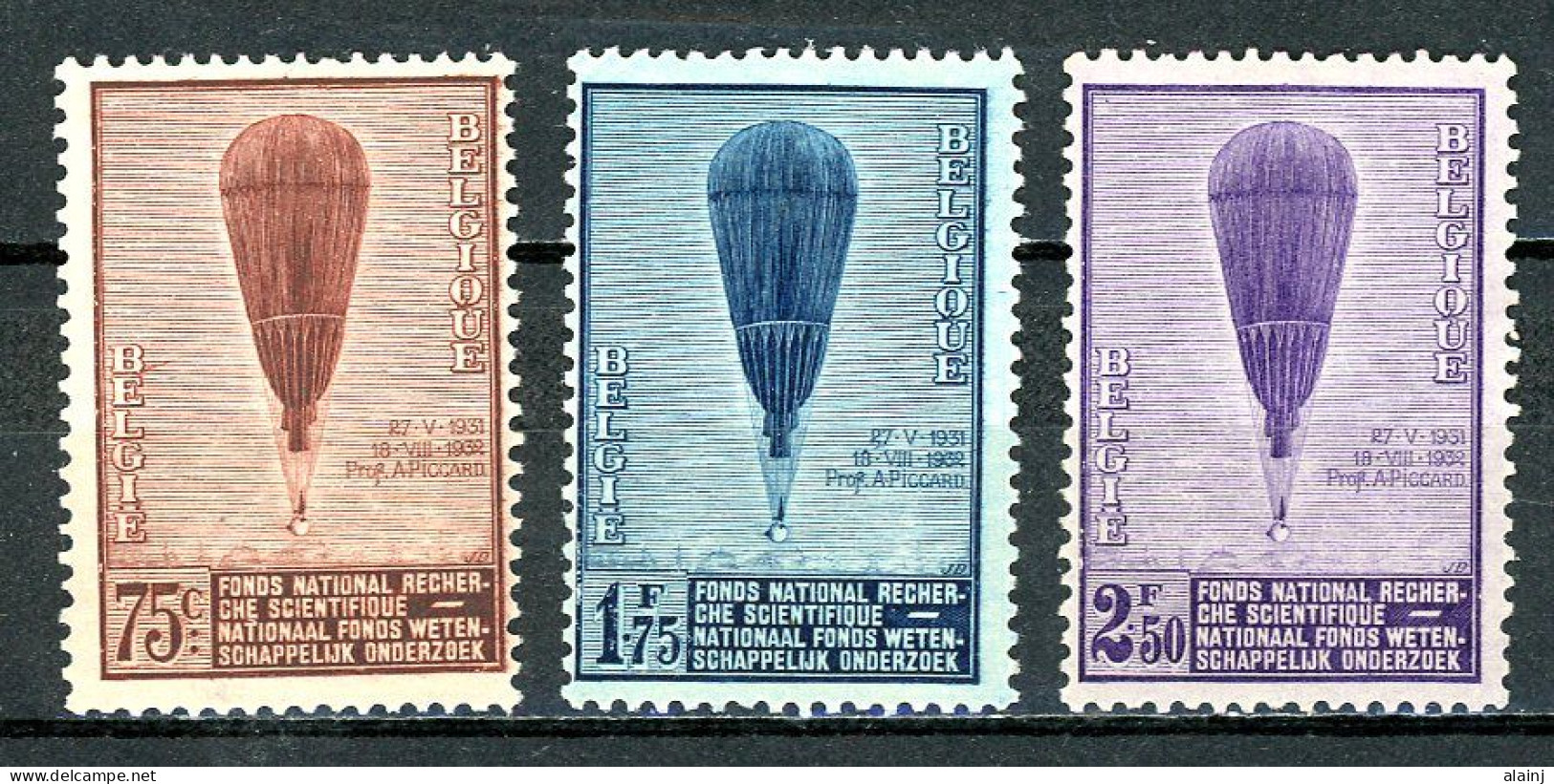 BE   353 - 355   XX    ---   Ballon Piccard   --   Gomme 355 Légèrement Perturbée  --  Bel état. - Neufs