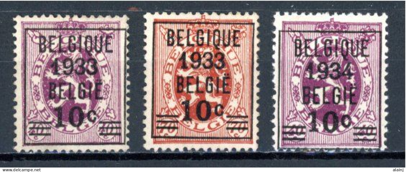 BE   375A - 375 - 376  X  ---  Sans Gomme - 1929-1937 Heraldieke Leeuw