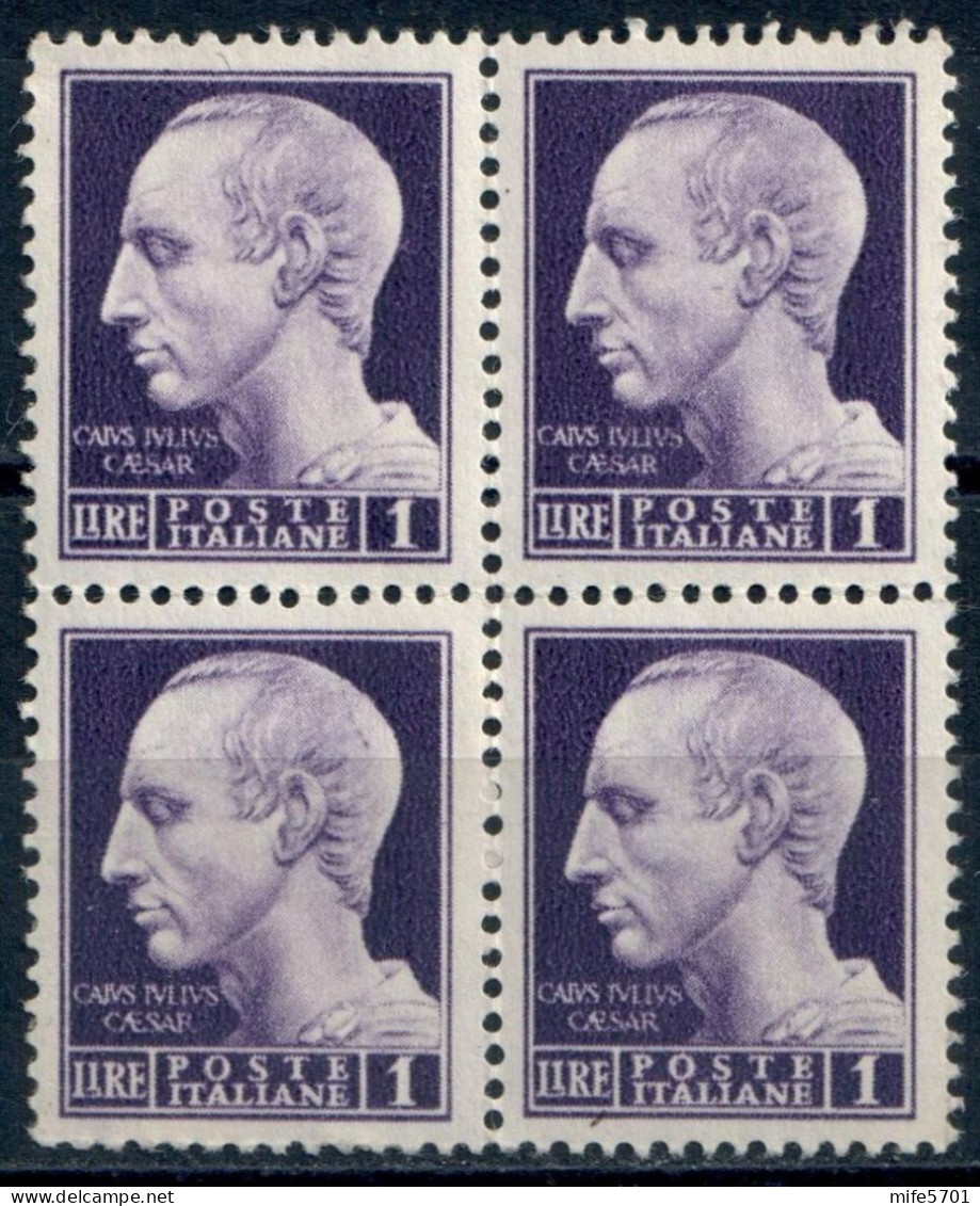 LUOGOTENENZA 1945 QUARTINA FRANCOBOLLI DA L. 1 EMISSIONE DI ROMA SENZA FASCI SENZA FILIGRANA - NUOVI MNH ** SASSONE 522 - Neufs