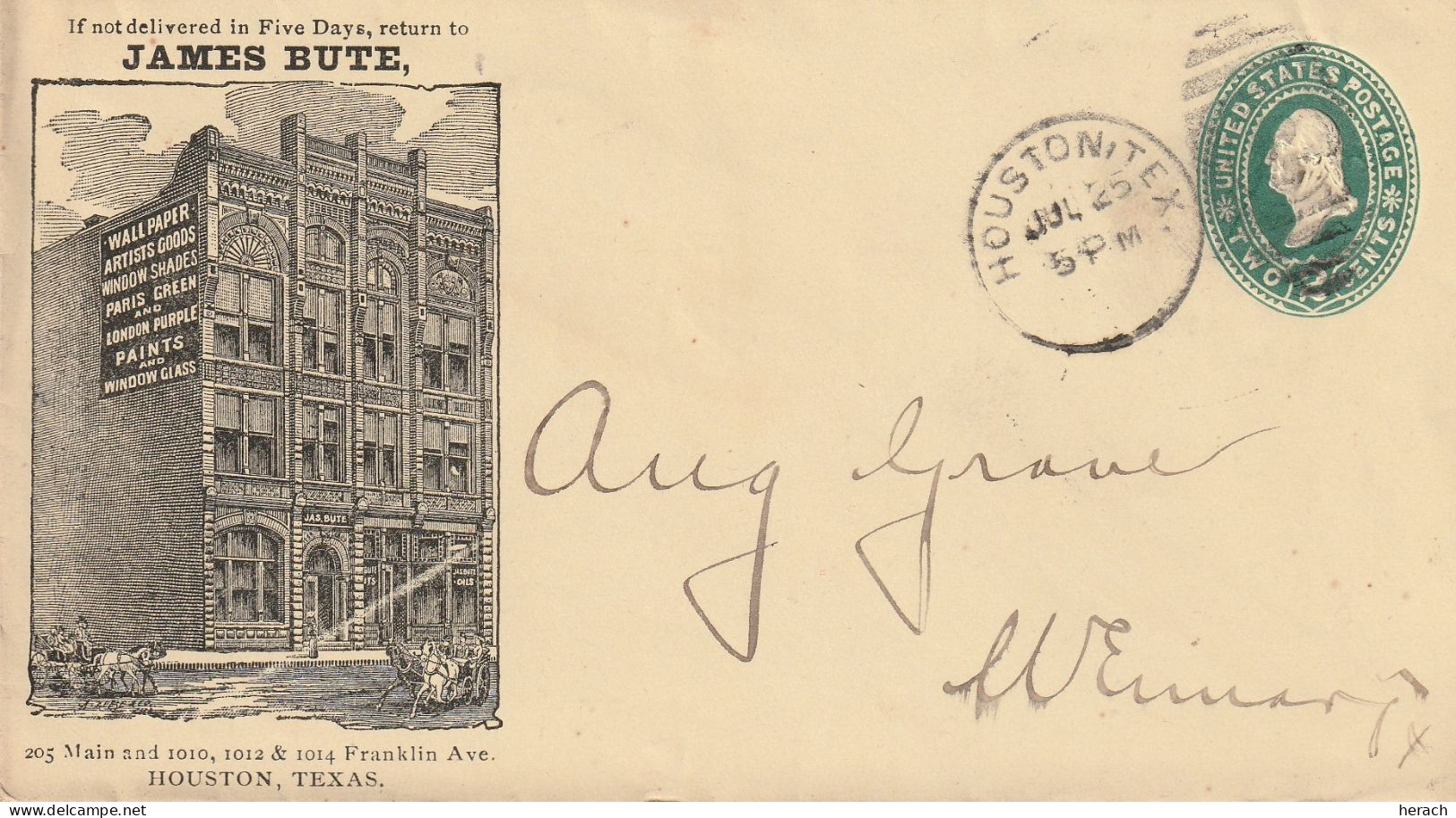 Etats Unis Joli Entier Postal  Illustré Houston 1895 - ...-1900