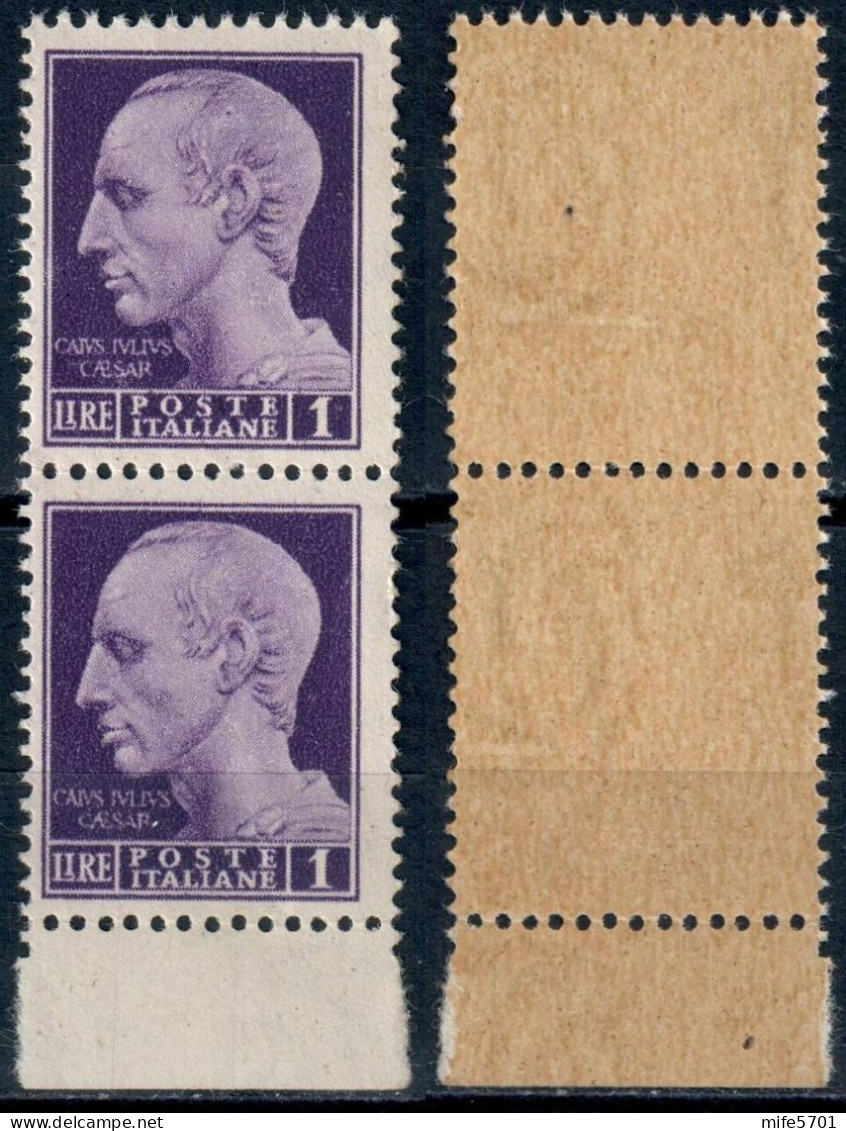 LUOGOTENENZA 1945 COPPIA FRANCOBOLLI DA L. 1 EMISSIONE DI ROMA SENZA FASCI FILIGRANA RUOTA - NUOVI MNH ** SASSONE 531 - Neufs