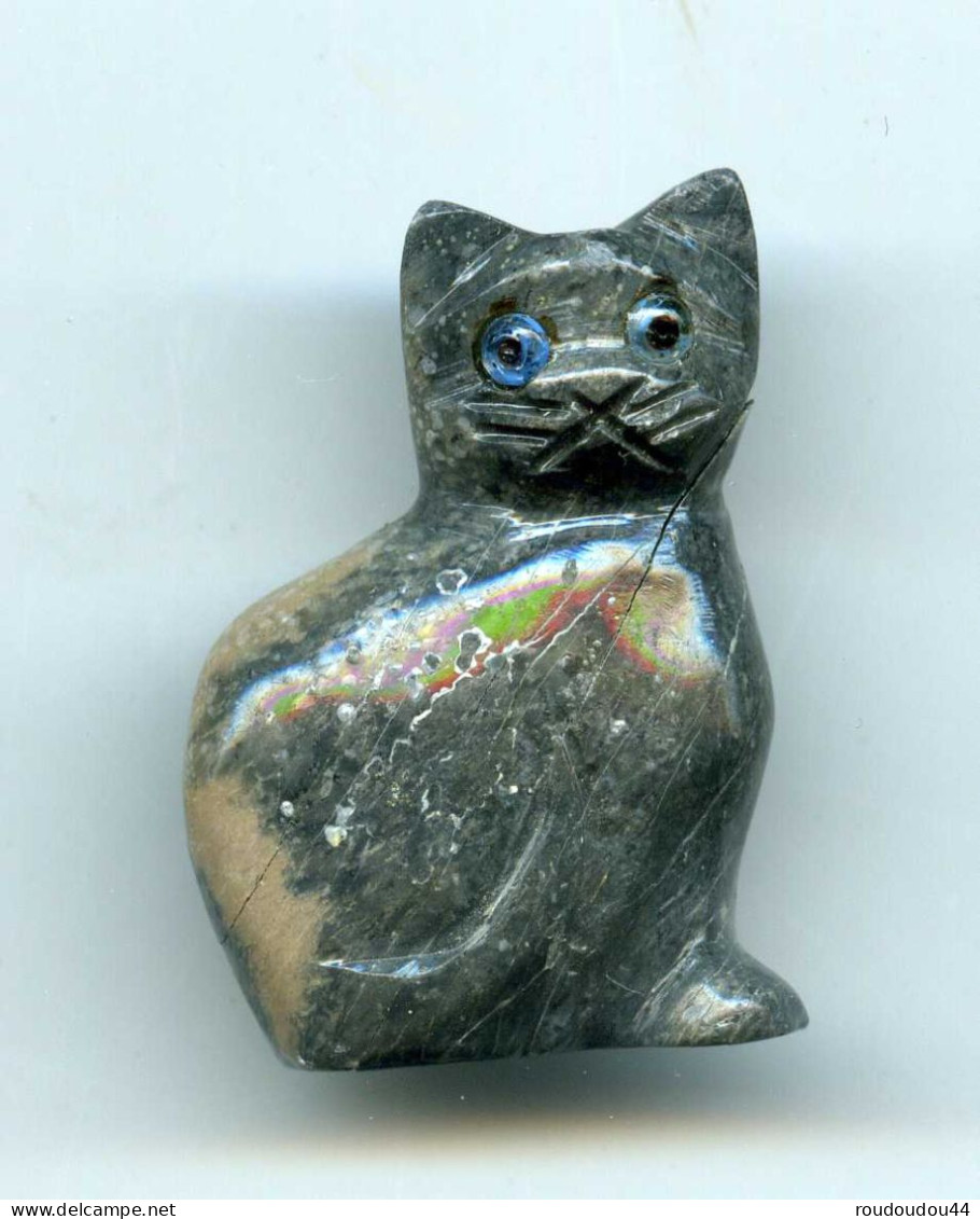 MINIATURE EN PIERRE - MINIATURES ANIMAUX -  CHAT - 3,5cm X 2,5 Cm - 18g - Animales