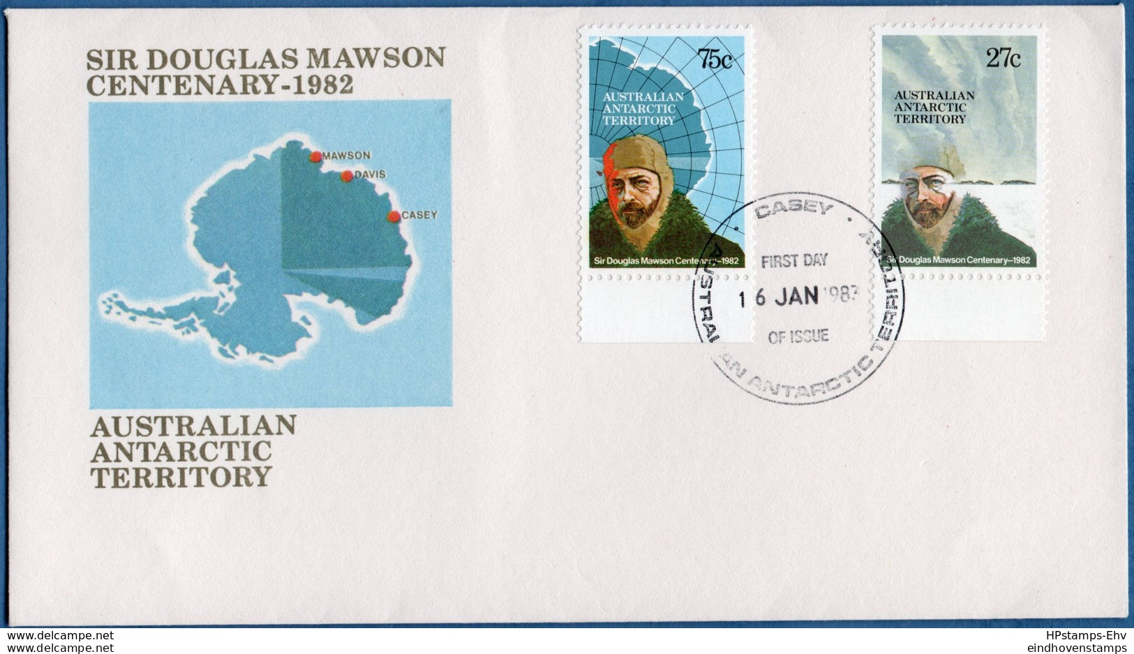 Antarctic Research - 1982 Australian Antarctic Mawson Centenary FDC Cancelled Casey - Not Dispatched - 2003.2906 - Research Programs