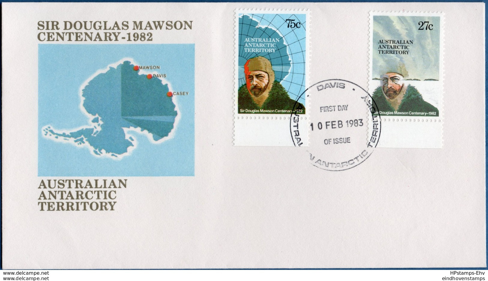 Antarctic Research - 1982 Australian Antarctic Mawson Centenary FDC Cancelled Davis - Not Dispatched - 2003.2905 - Research Programs