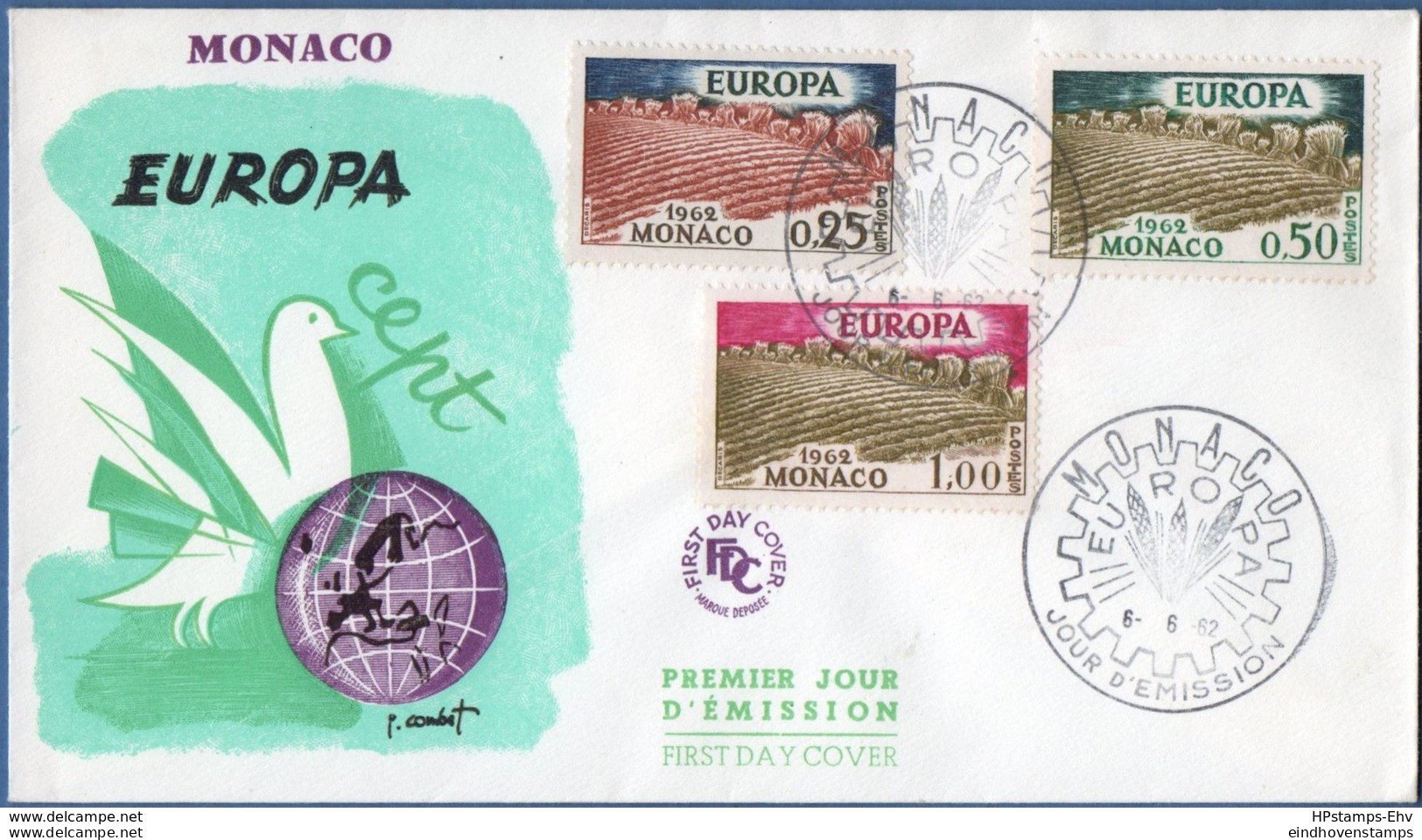 Monaco 1962 Europa Cept FDC Lower Values 2002.2849 - 1962