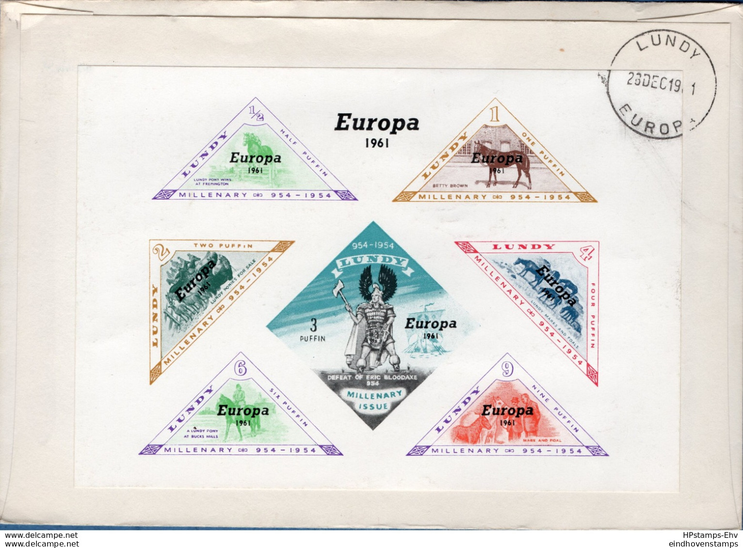 Lundy Europe 1961 Block Issue On FDC Postmark 28 Dec 1961, British 2d Cept On Frontside 2002.1639 - Sin Clasificación