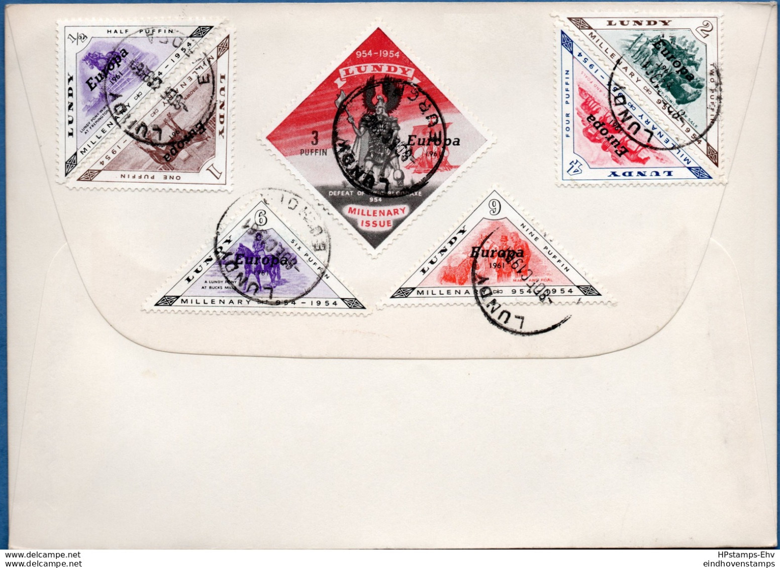 Lundy Europe 1961 Issue On FDC 7 Values Postmark 8 Dec 1961, British Cept Set On Frontside 2002.1638 - Non Classificati