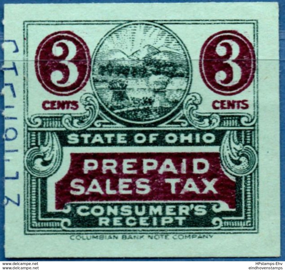 USA Ohio Perpaid Sales Tax Stamp 3c . - 1910.0310 - Steuermarken