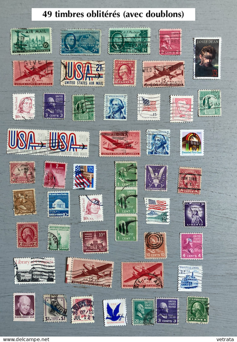 ÉTATS UNIS - U.S.A. : Enveloppe Premier Jour / 22 Cartes Postales /15 Pièces & 49 Timbres Oblitérés + 8 Sur Coins D’enve - Autres & Non Classés