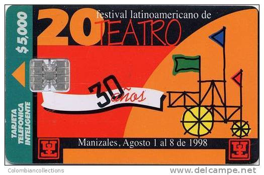 Lote TT206, Colombia, Tarjetas Telefonicas, Phone Cards, Telepsa, Manizales, Teatro, Used, Not Perfect Card - Colombia