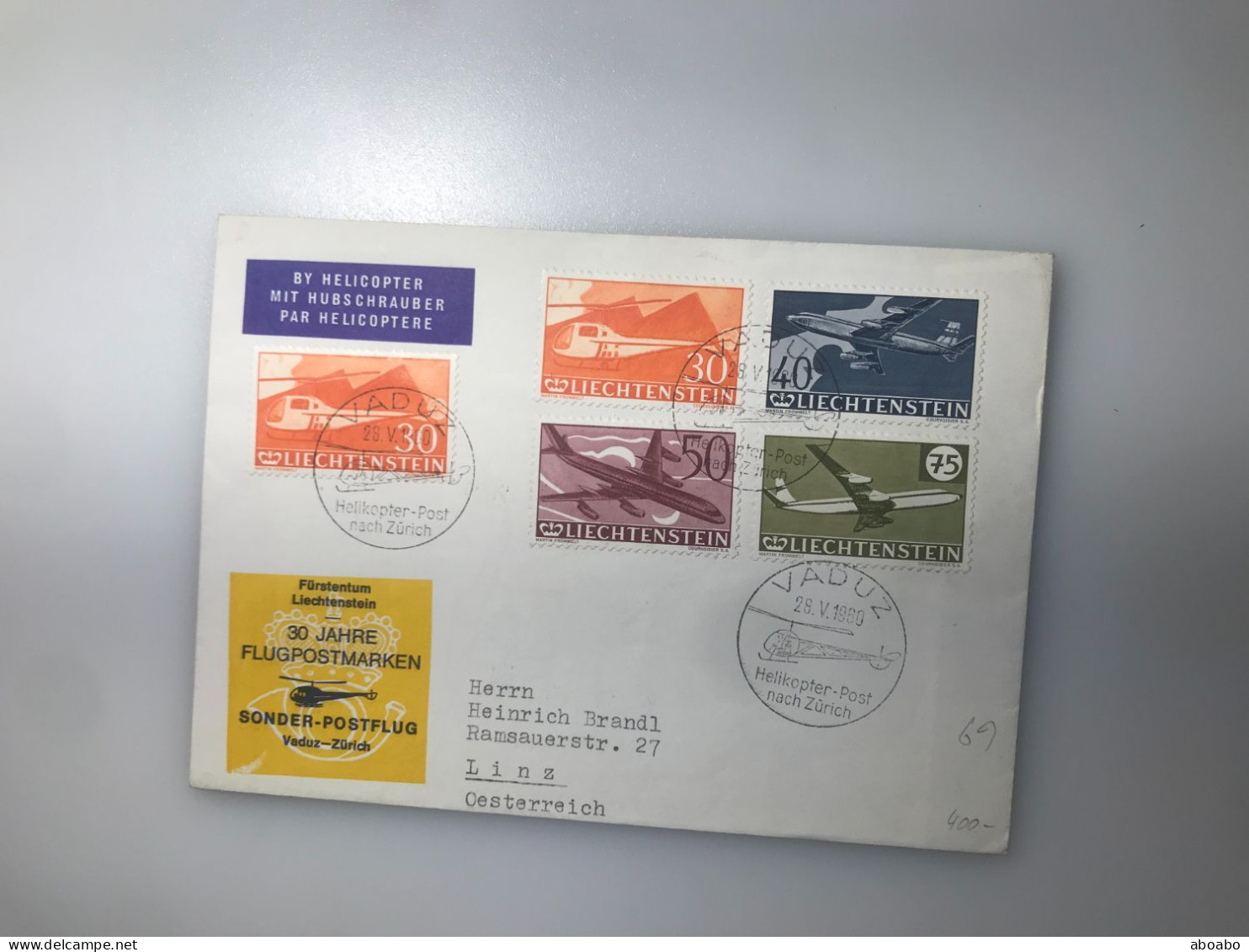 Liechtenstein VADUZ  UMSCHLAG NACH WIEN MI#391/394-....30/69 - Covers & Documents