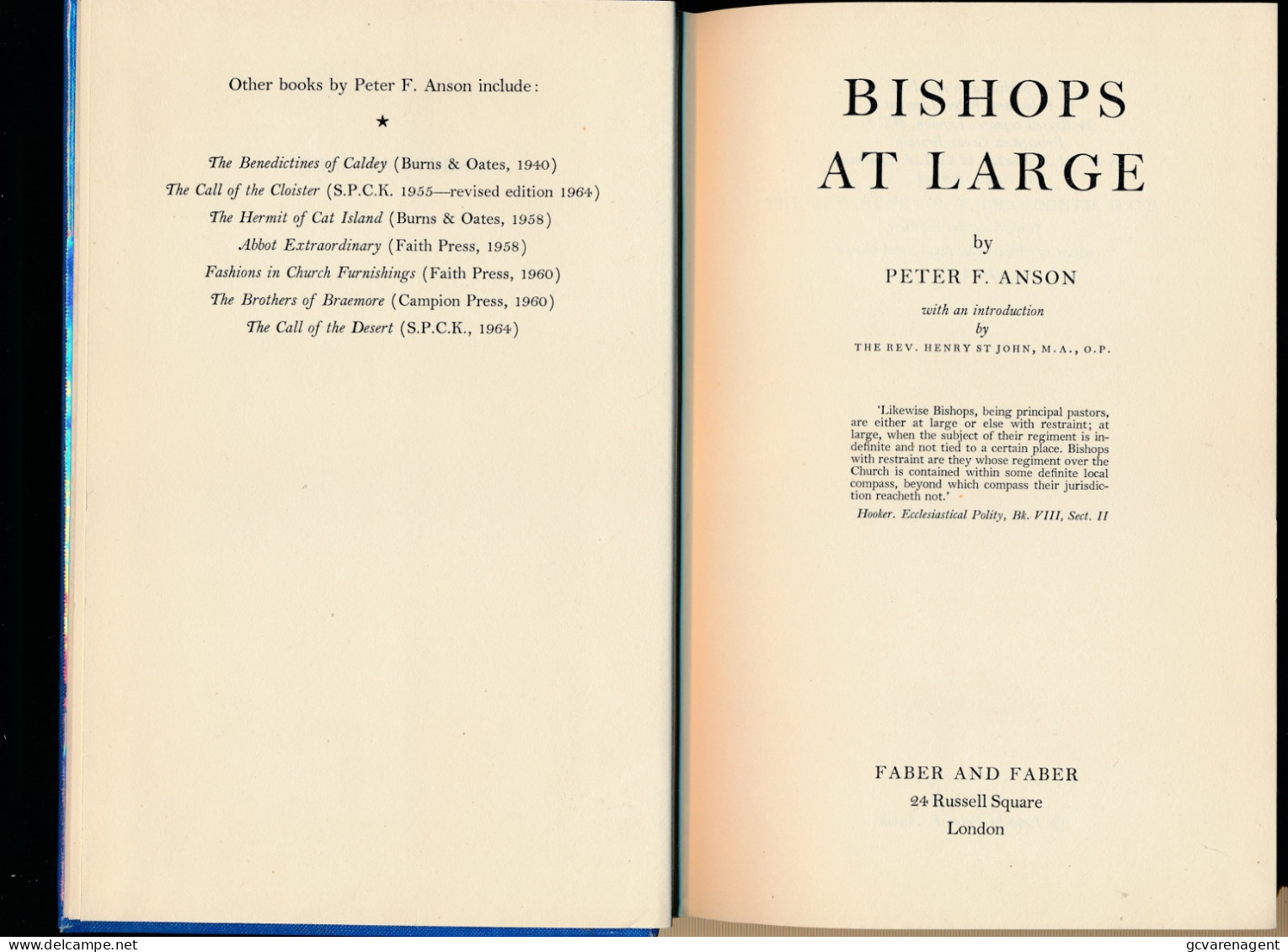 BISHOP AT LARGE BY PETER ANSON 1964 - 593 BLZ - 22.5 X 14.5 CM - PRACHTIGE STAAT - Bibbia, Cristianesimo