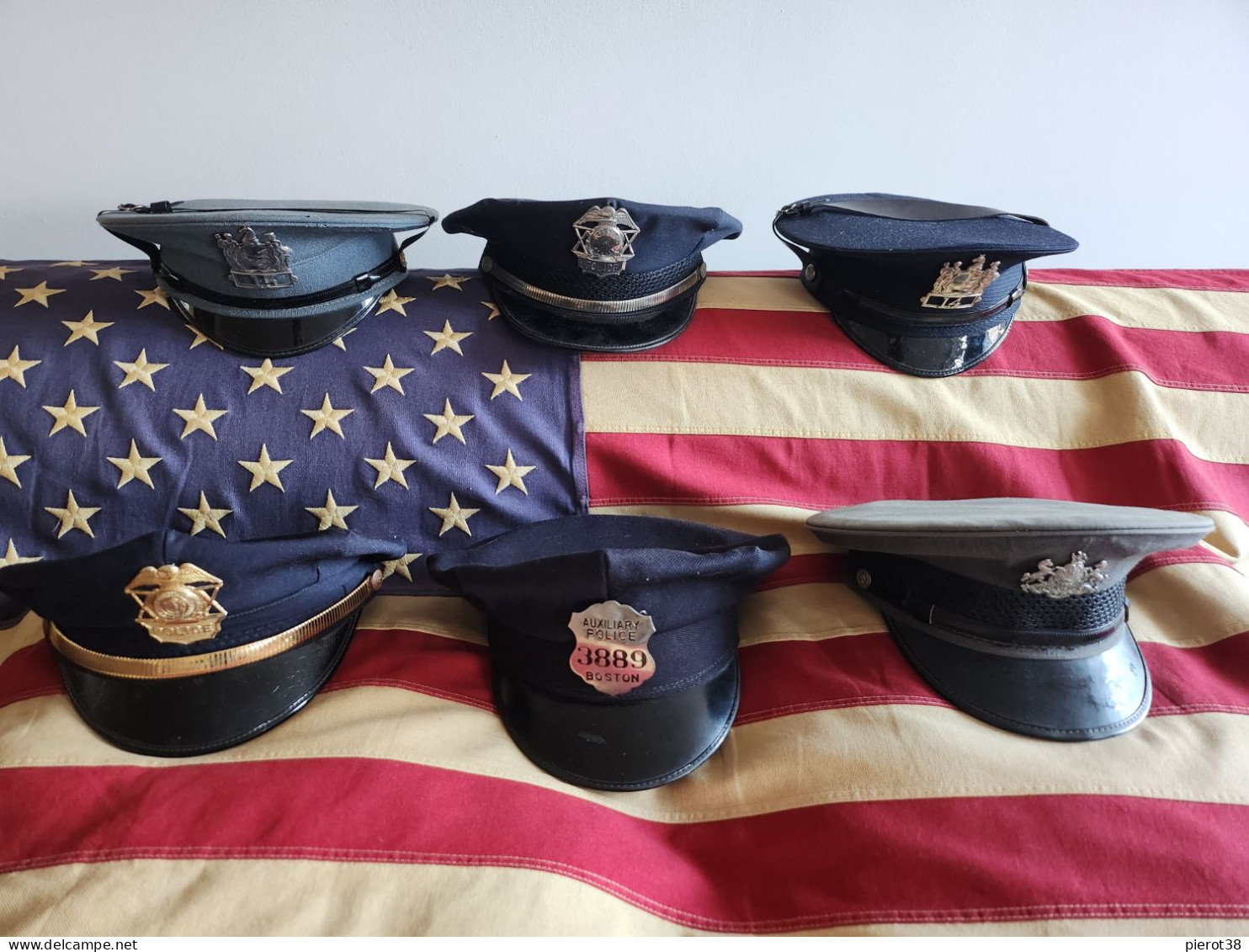 RARELot 6 Casquettes Police US Originales Avec Badges - Politie & Rijkswacht