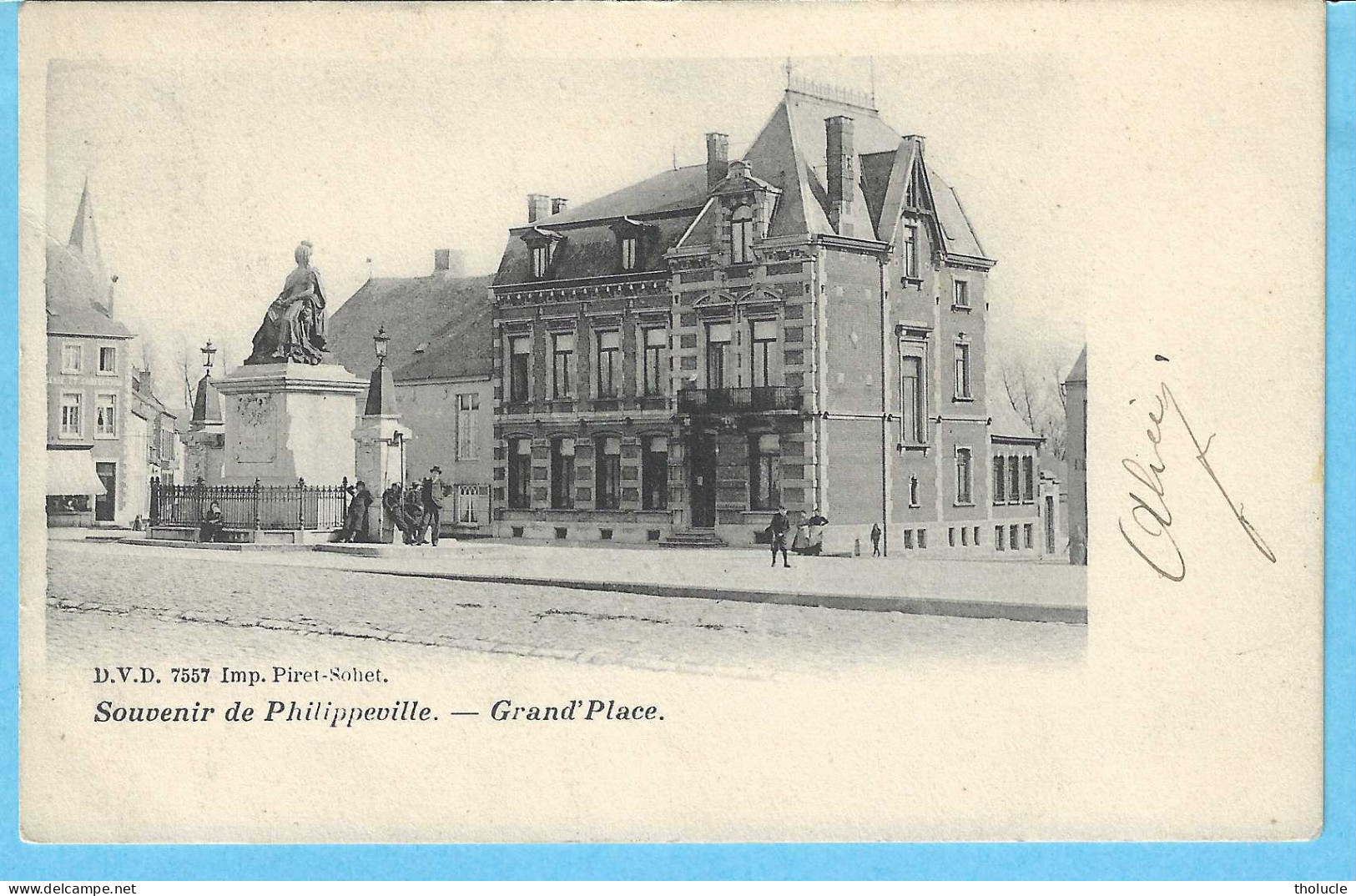 Souvenir De Philippeville (Belgique)-1906-Grand'Place-Statue De Louise-Marie-Reine Des Belges-Edit.D.V.D-Imp.Piret-Sohet - Philippeville