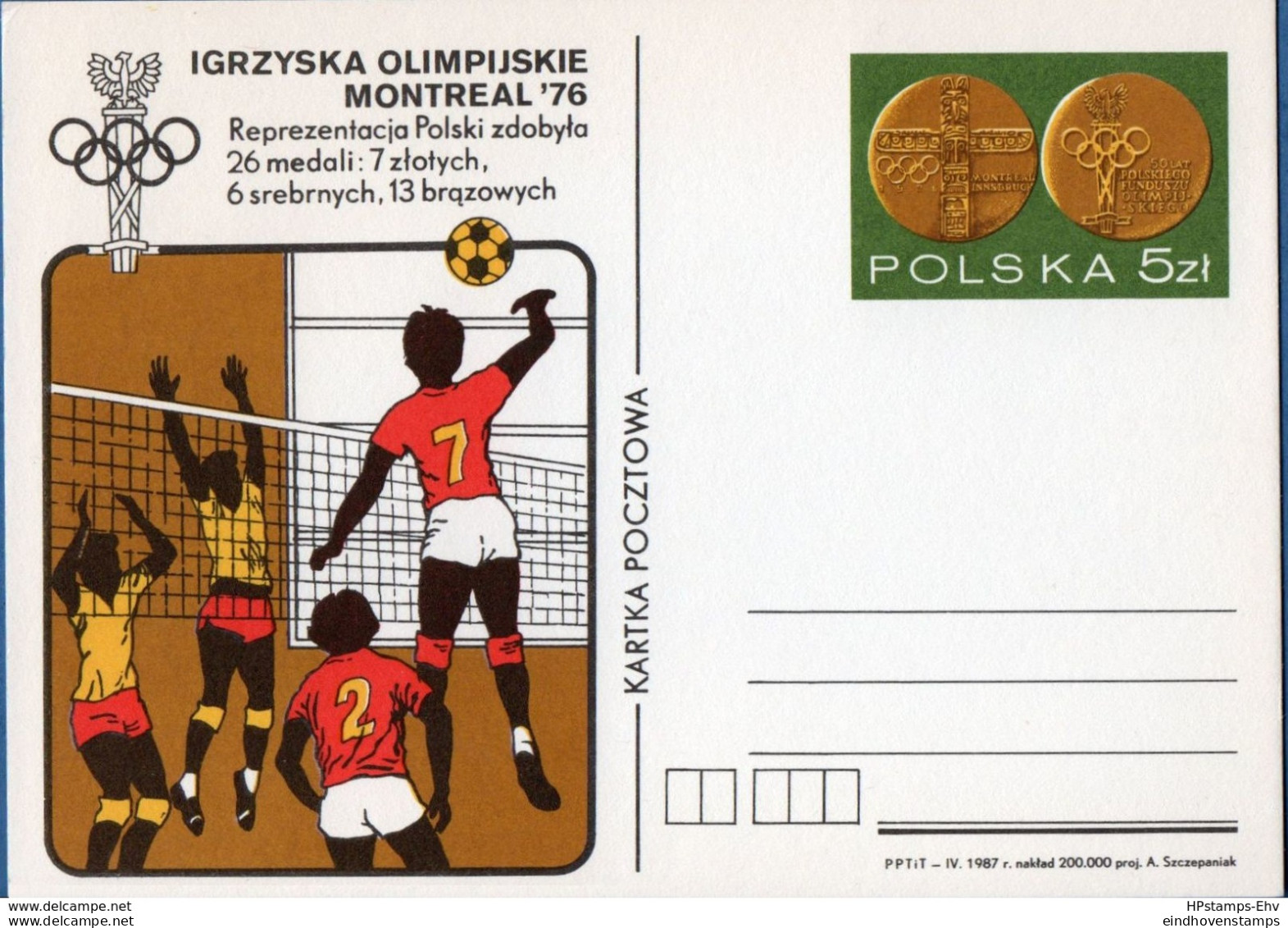 Poland 1987 Volleyball Olympic Games Montreal 1976 Gold Medal MNH 2006.2120 - Volleybal