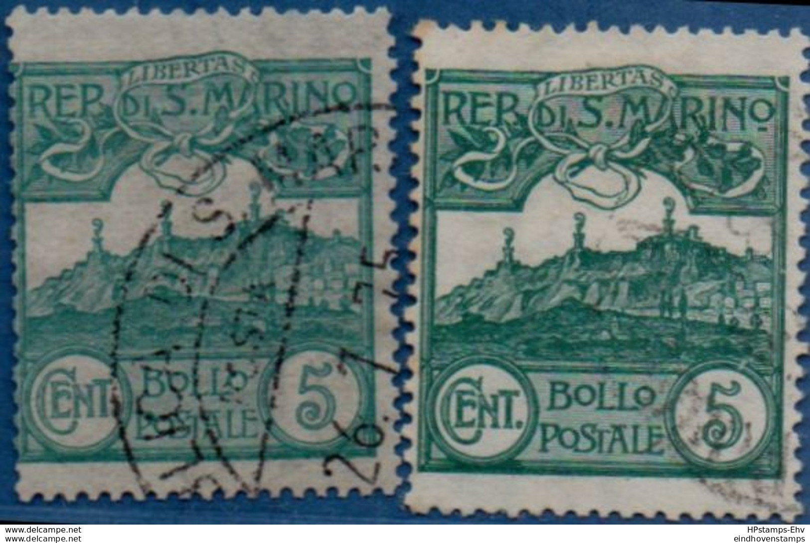 San Marino 1903 Figure 5 C Color Shades 2 Values Cancelled - 2005.2625 - Used Stamps