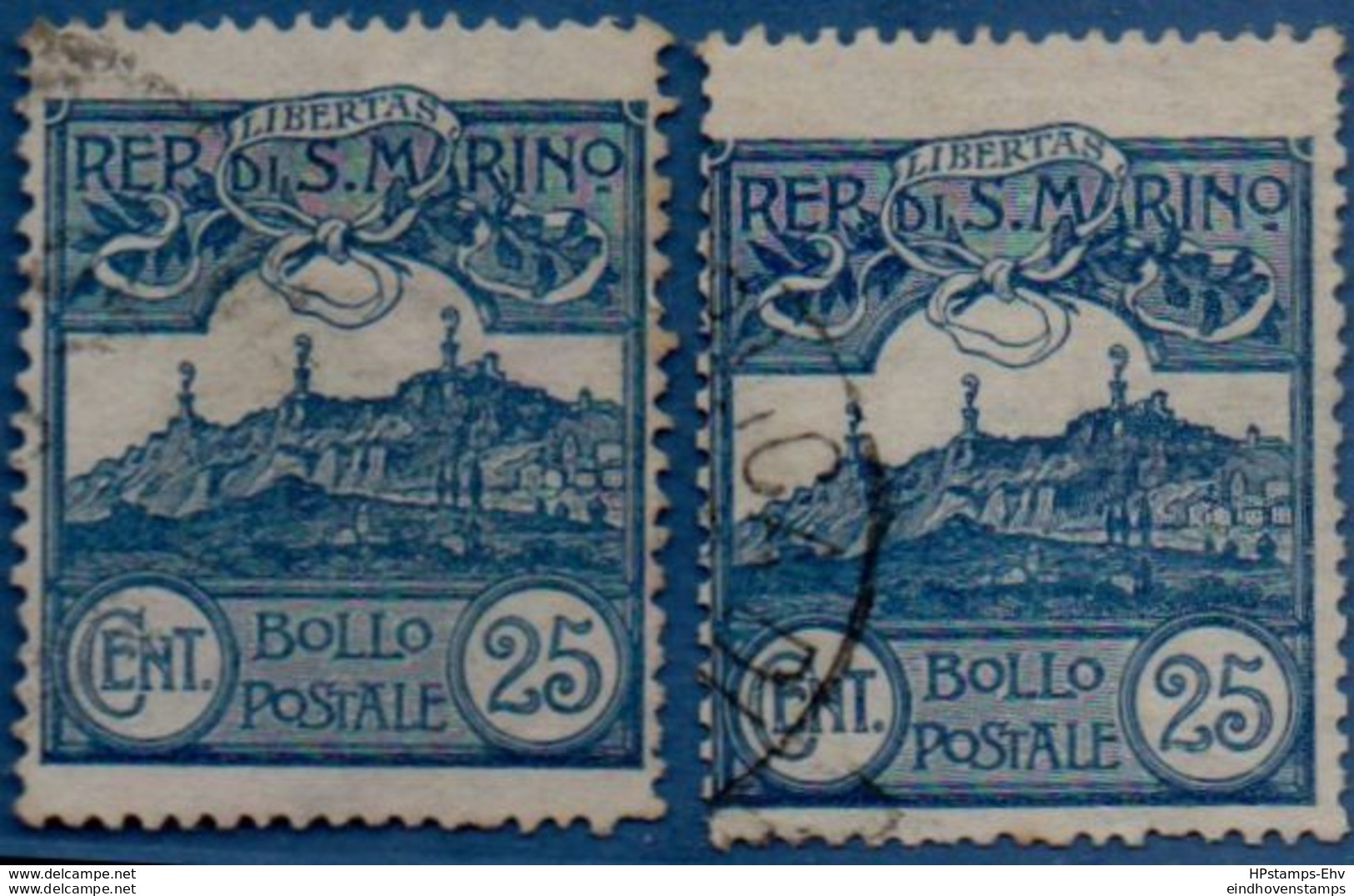 San Marino 1903 Figure 25 C Color Shades 2 Values Cancelled - 2005.2627 - Usati