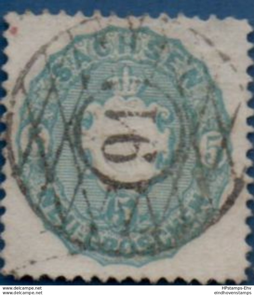 Sachsen, Saxony Germany, 1863 5 Ngr Blue-green - Cancel 91 - Kirchberg, 2005.1530 - Sachsen