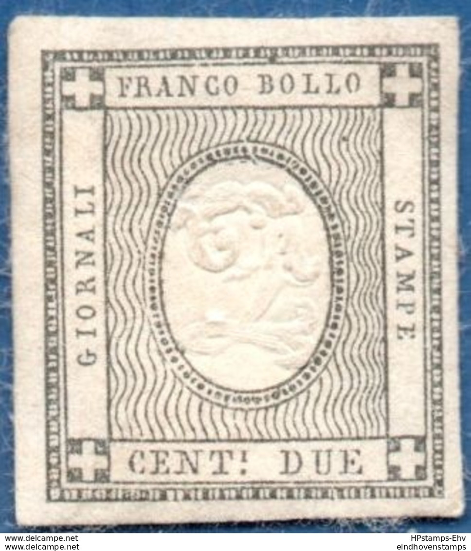 Sardinia, Italy, 1861 2 C Grey Full Margins Without Gum - 2005.0741 - Sardegna