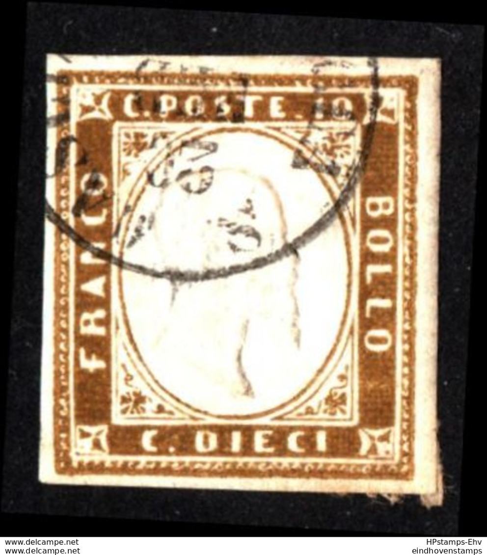 Sardinia, Italy, 1855 1oc Dark Brown Full Margins - 2005.0739 - Sardegna