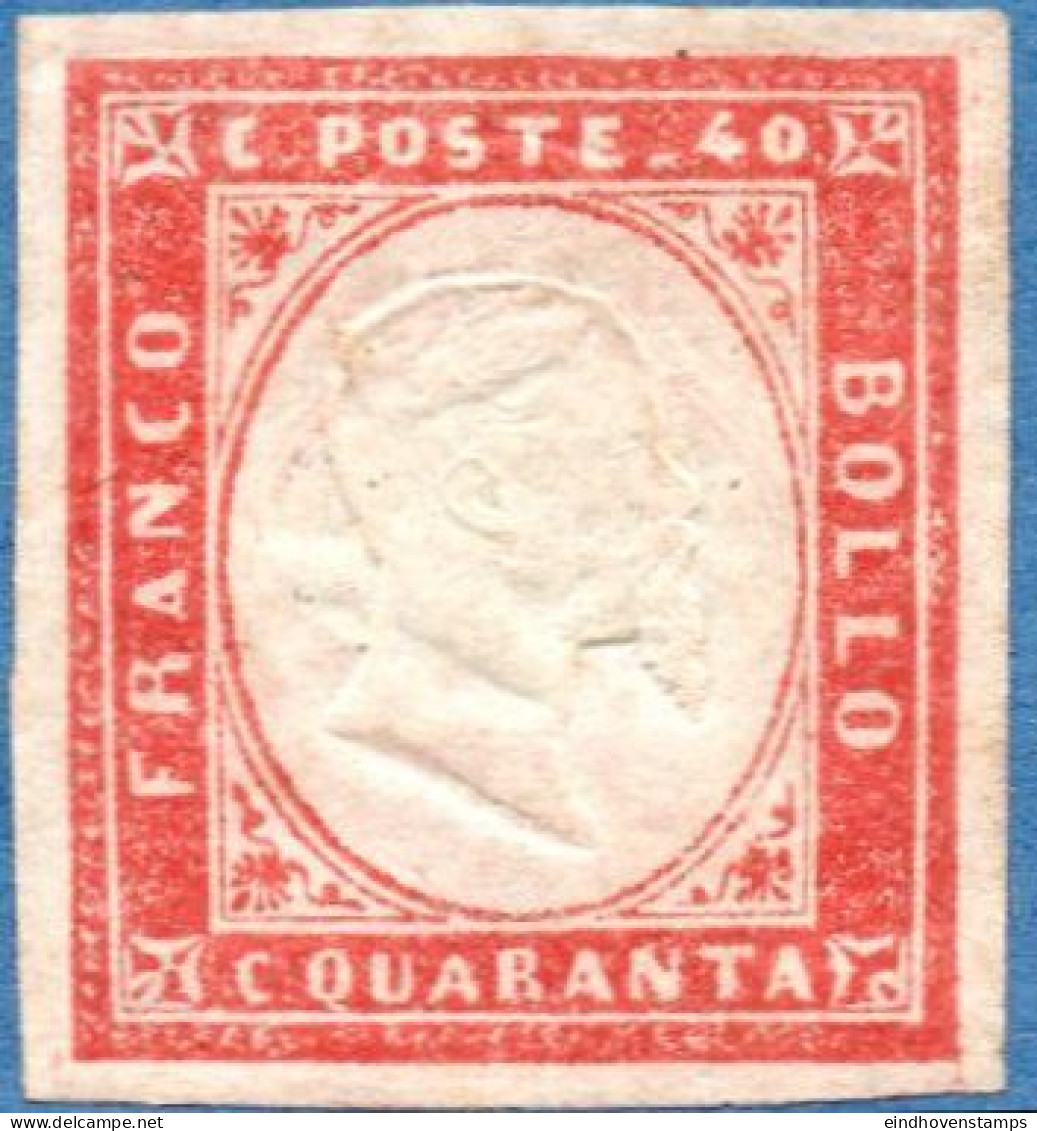 Italy Sardinia 1855 40c Red 1 Stamp Unused - 2004.0603 - Sardegna