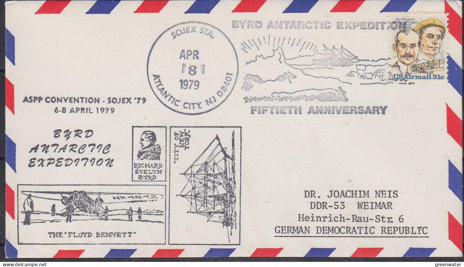 USA 50th Ann. Byrd Antarctic Expedition Ca Atlantic City APR 8 1979 (59127) - Events & Commemorations