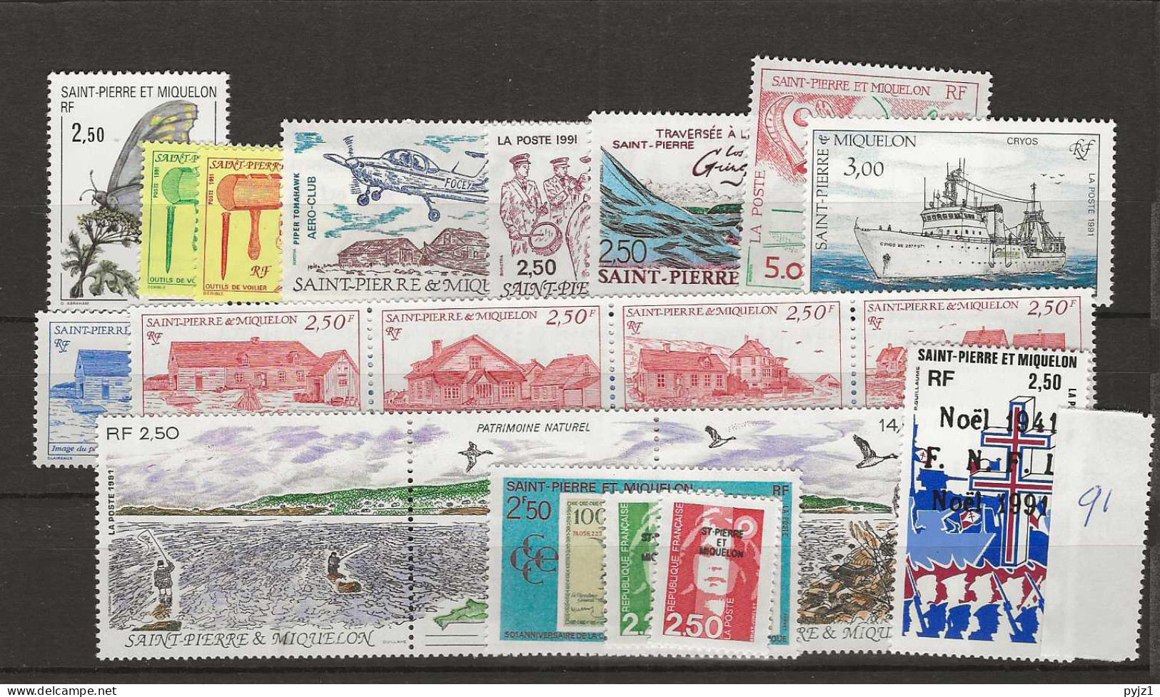 1991 MNH St Pierre Et Miquelon Year Collection Postfris** - Années Complètes
